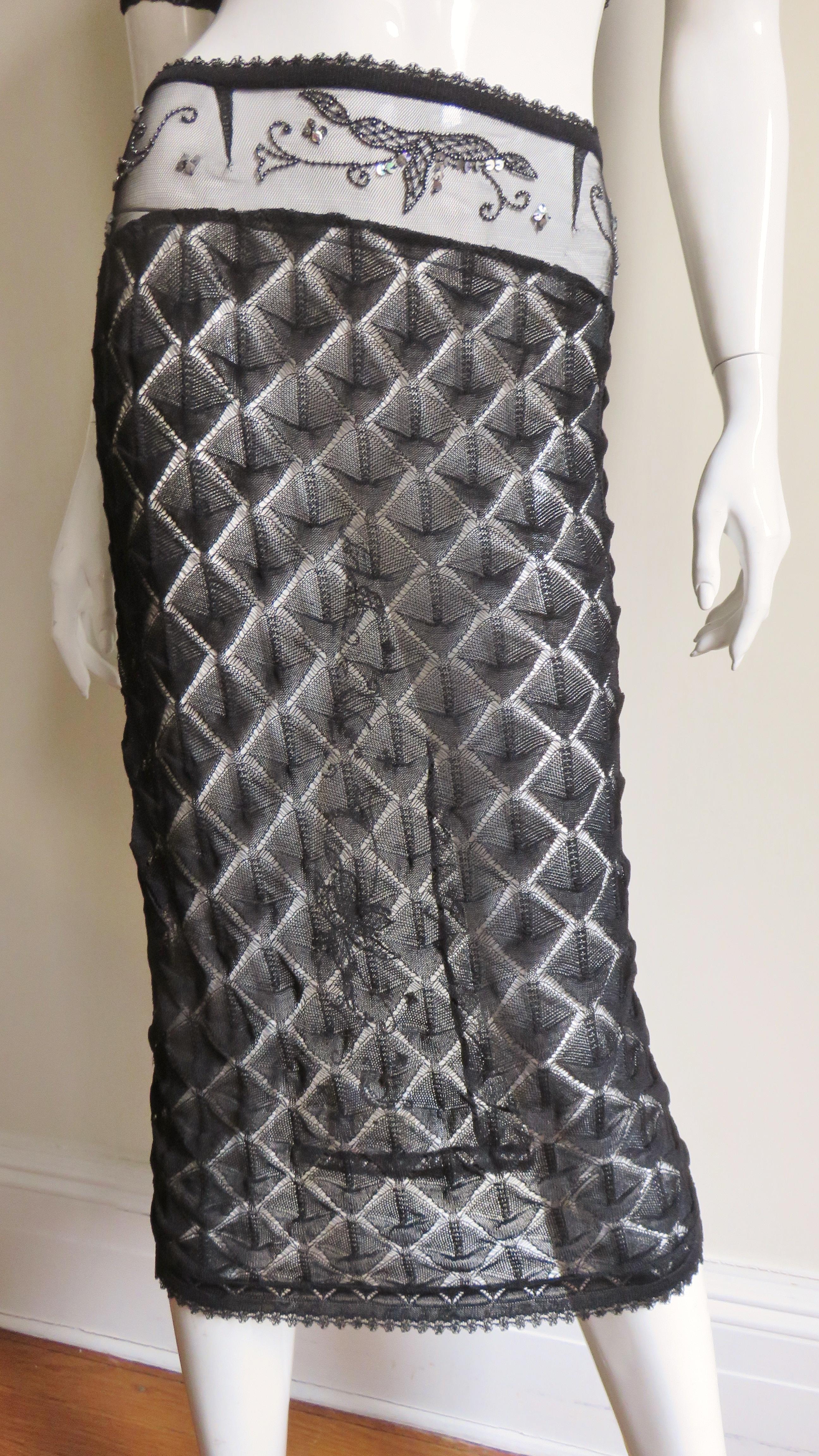 Alessandro Dell'Acqua New Silk Skirt and Top with Bead Trim (Jupe et Top en soie avec bordure de perles) en vente 1