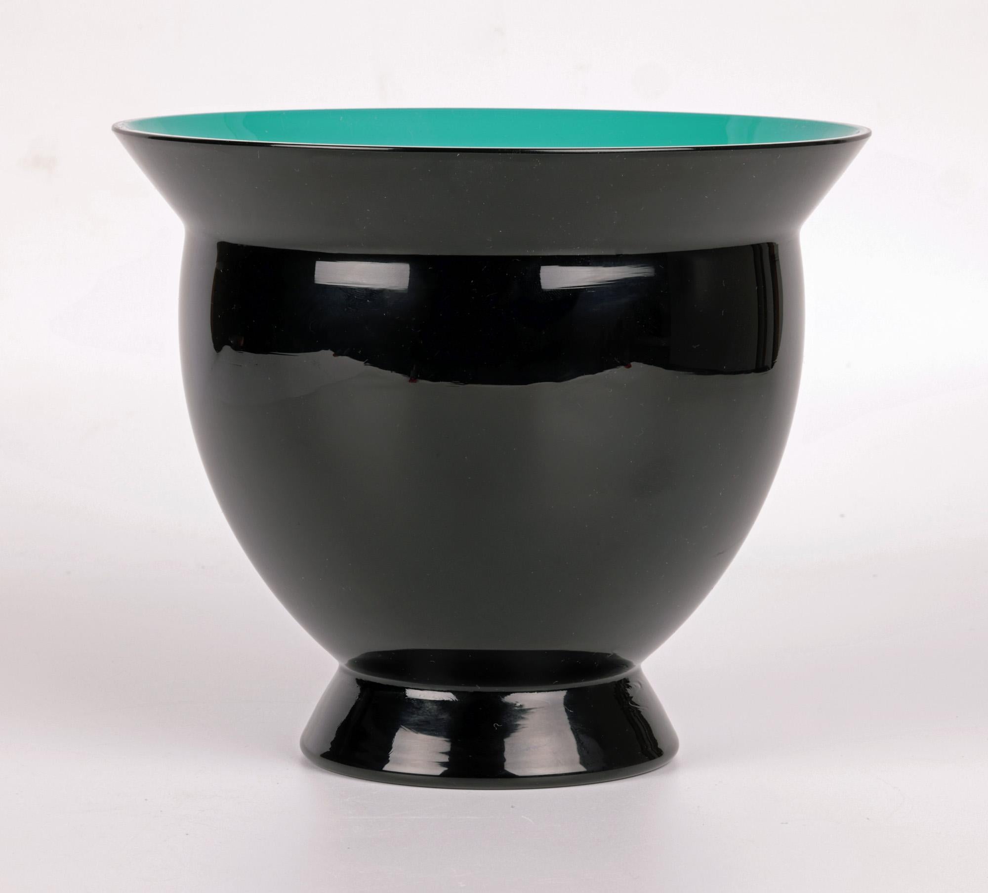 Hand-Crafted Allessandro Mendini Venini Cased Black & Green Art Glass Vase For Sale