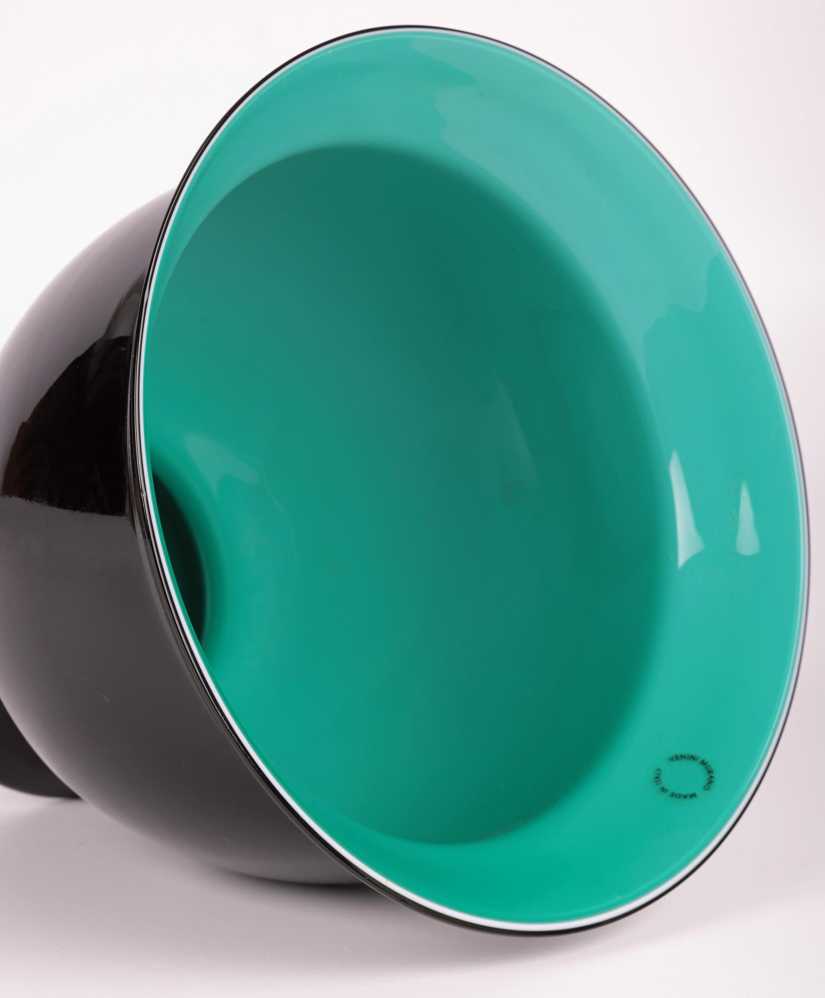 Allessandro Mendini Venini Cased Black & Green Art Glass Vase For Sale 1