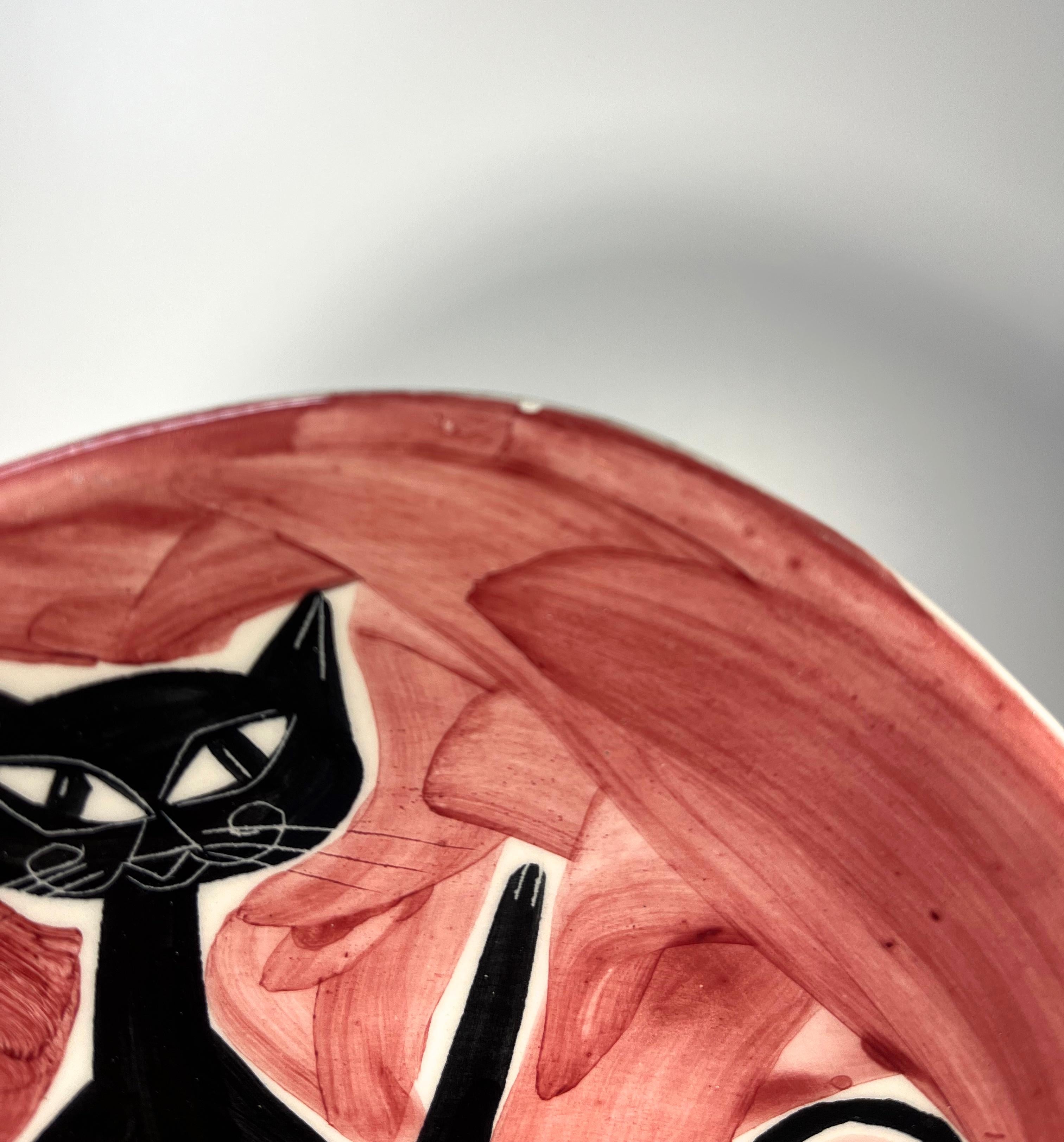 Abstrakte Alley Cats Keramik-Platte, Alessio Tasca zugeschrieben Nove, Italien im Angebot 4