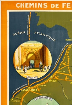 ALLEZ AU MAROC Maroc Casablanca Original Antique Vintage Rail Travel Poster