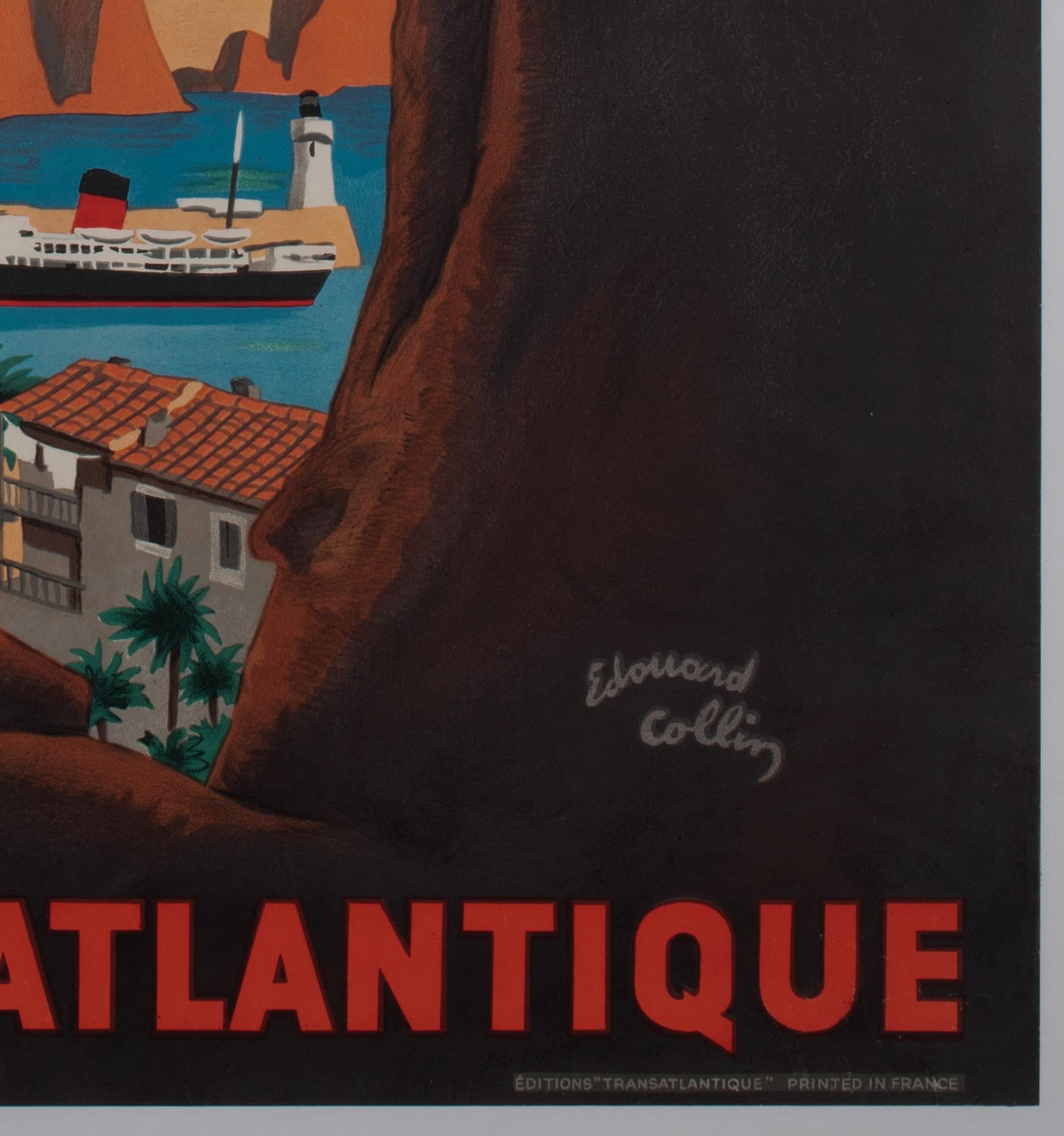 Allez en Corse CGT c1950s Corsica French Travel Poster, Edouard Collin For Sale 3