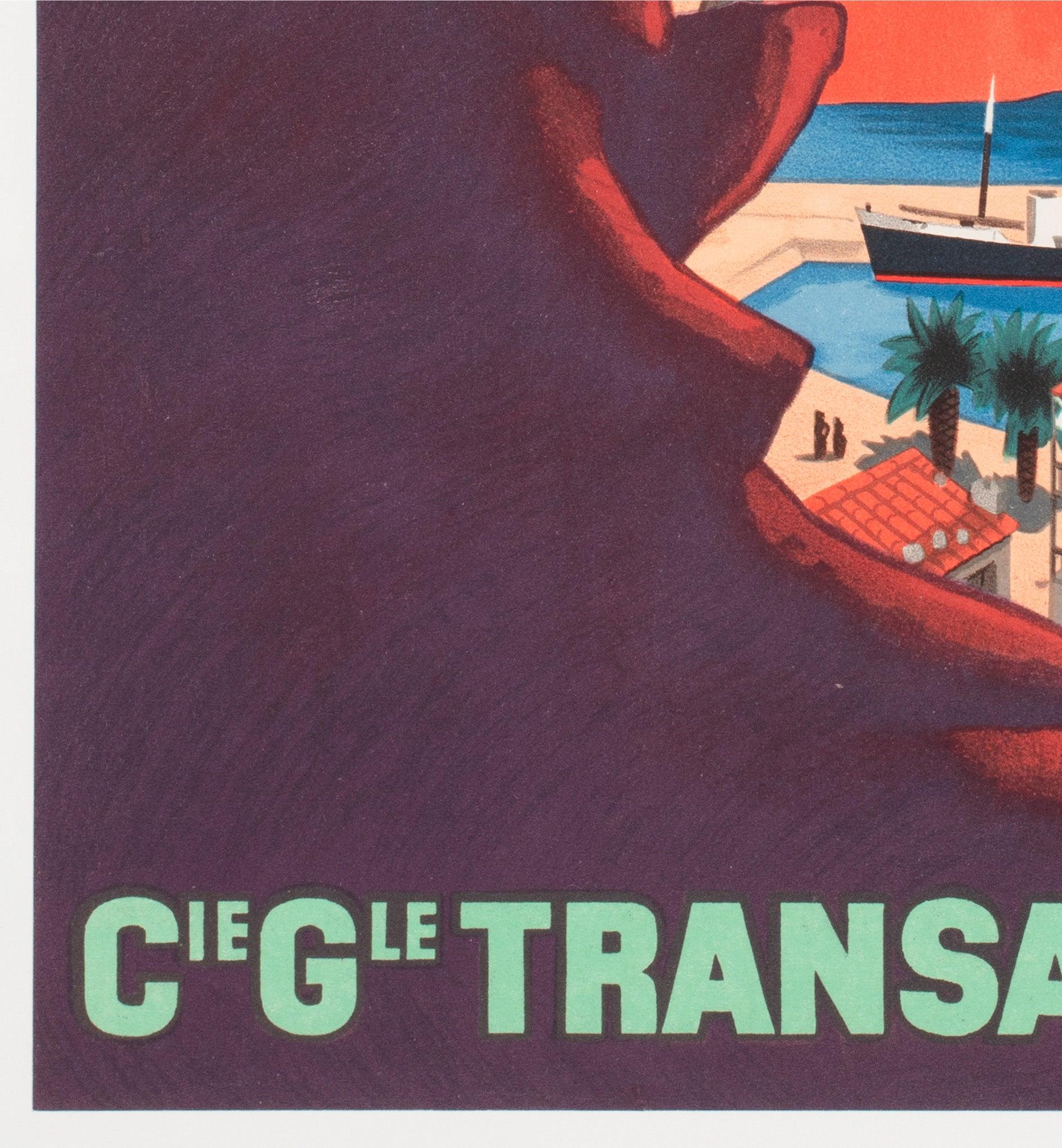 Allez en Corse CGT c1950s Korsika Kleines französisches Reiseplakat, Edouard Collin im Angebot 1