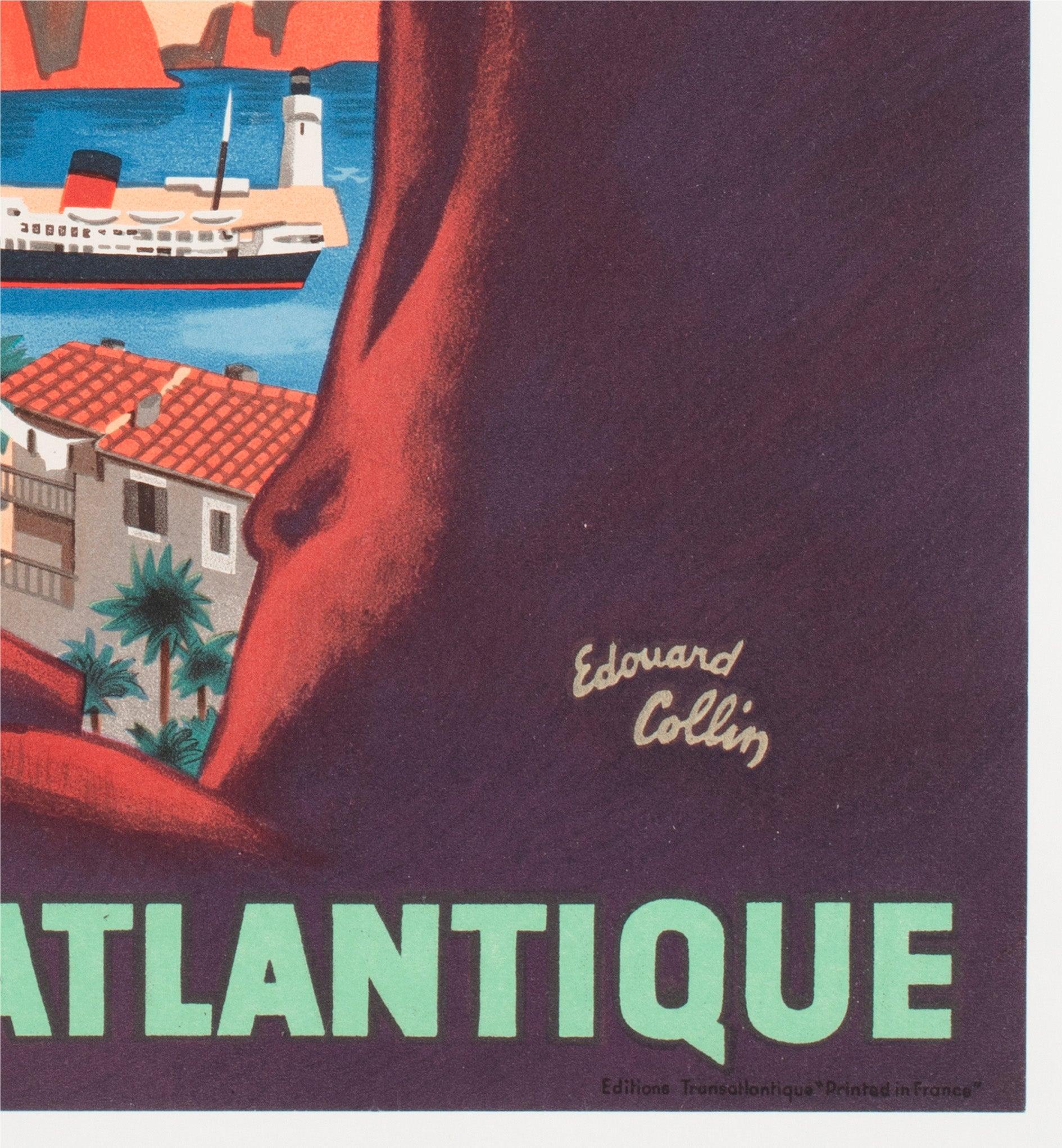 Allez en Corse CGT c1950s Korsika Kleines französisches Reiseplakat, Edouard Collin im Angebot 2