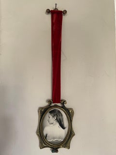 Crescent - Portrait of a Girl in Spanish Gold Frame Red Velvet Ribbon