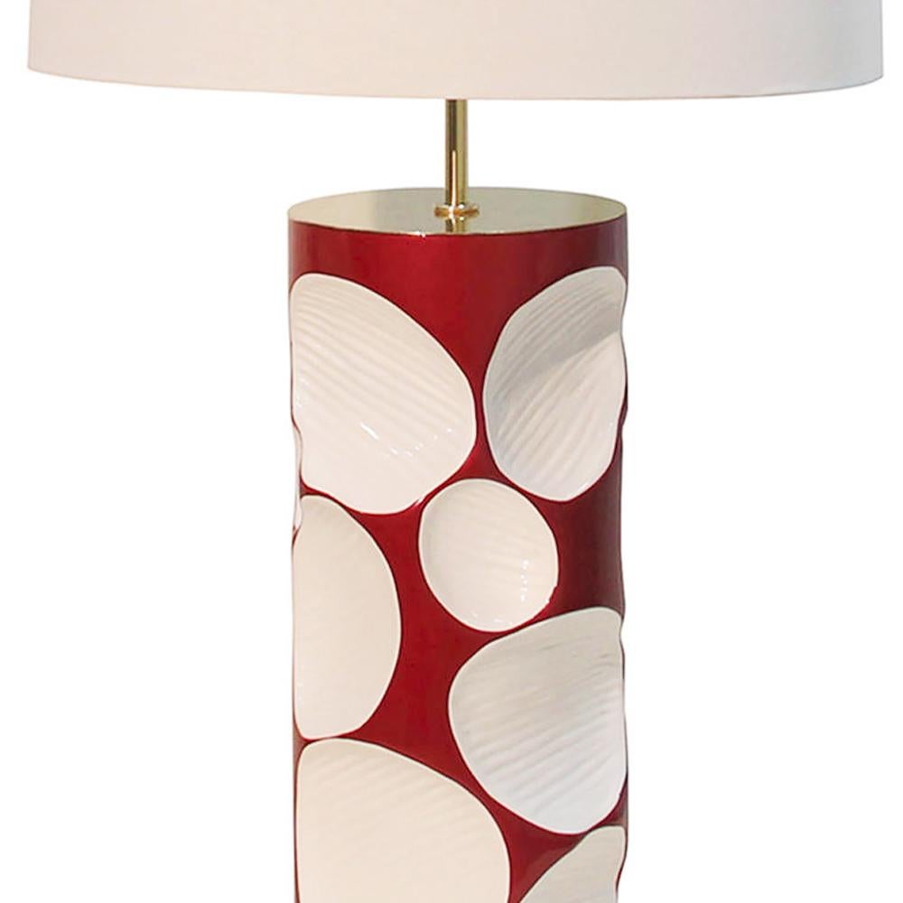 Portugais Lampe de table Allia en finition laquée rouge en vente