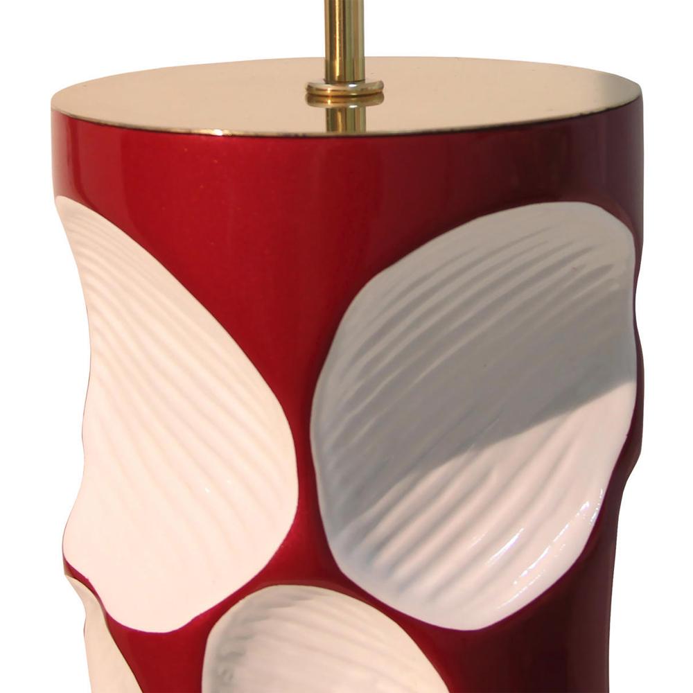 Brass Allia Table Lamp in Red Lacquered Finish For Sale