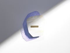 Violet Purple Wave Glass, Brushed Brass Light Sculpture by Marie Jeunet