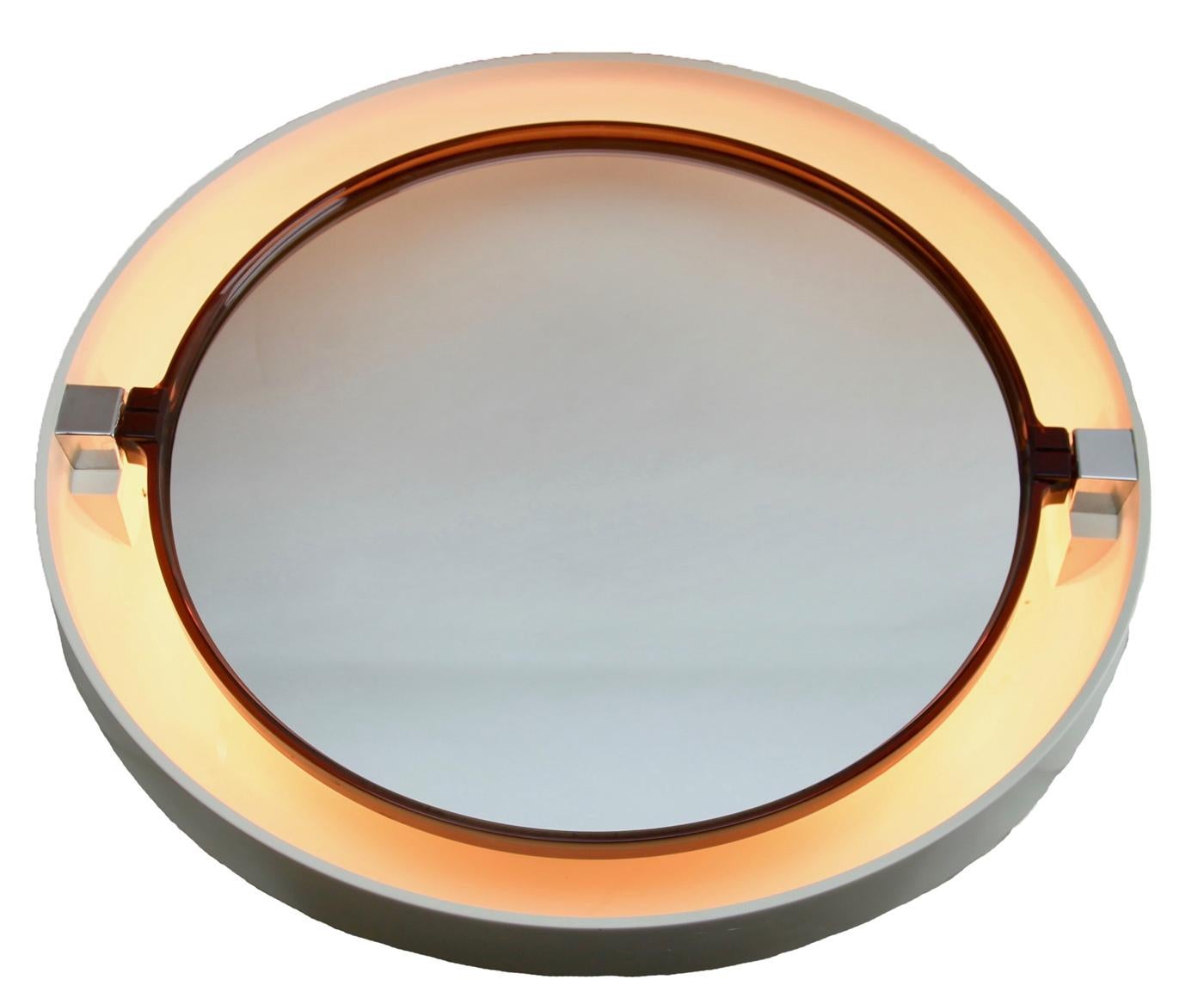 Machine-Made Allibert, Round Mirror with Lighting, Model A41, Bathroom Mirror, Space Age For Sale