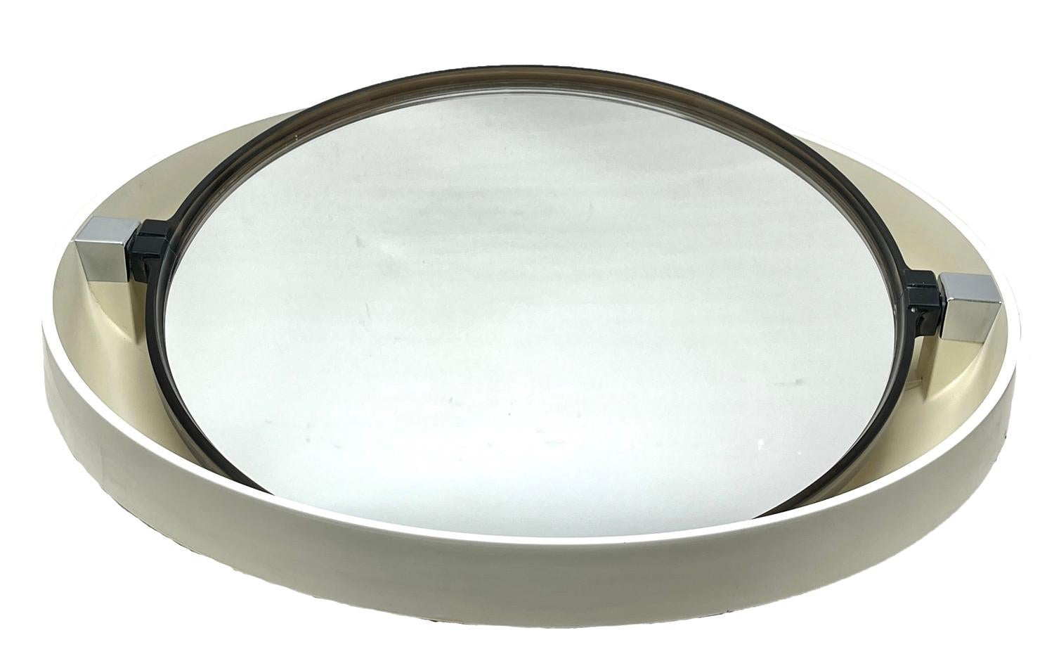 Allemand Allibert - Miroir rond avec éclairage - Modèle A41 - Miroir de salle de bains - ère spatiale en vente
