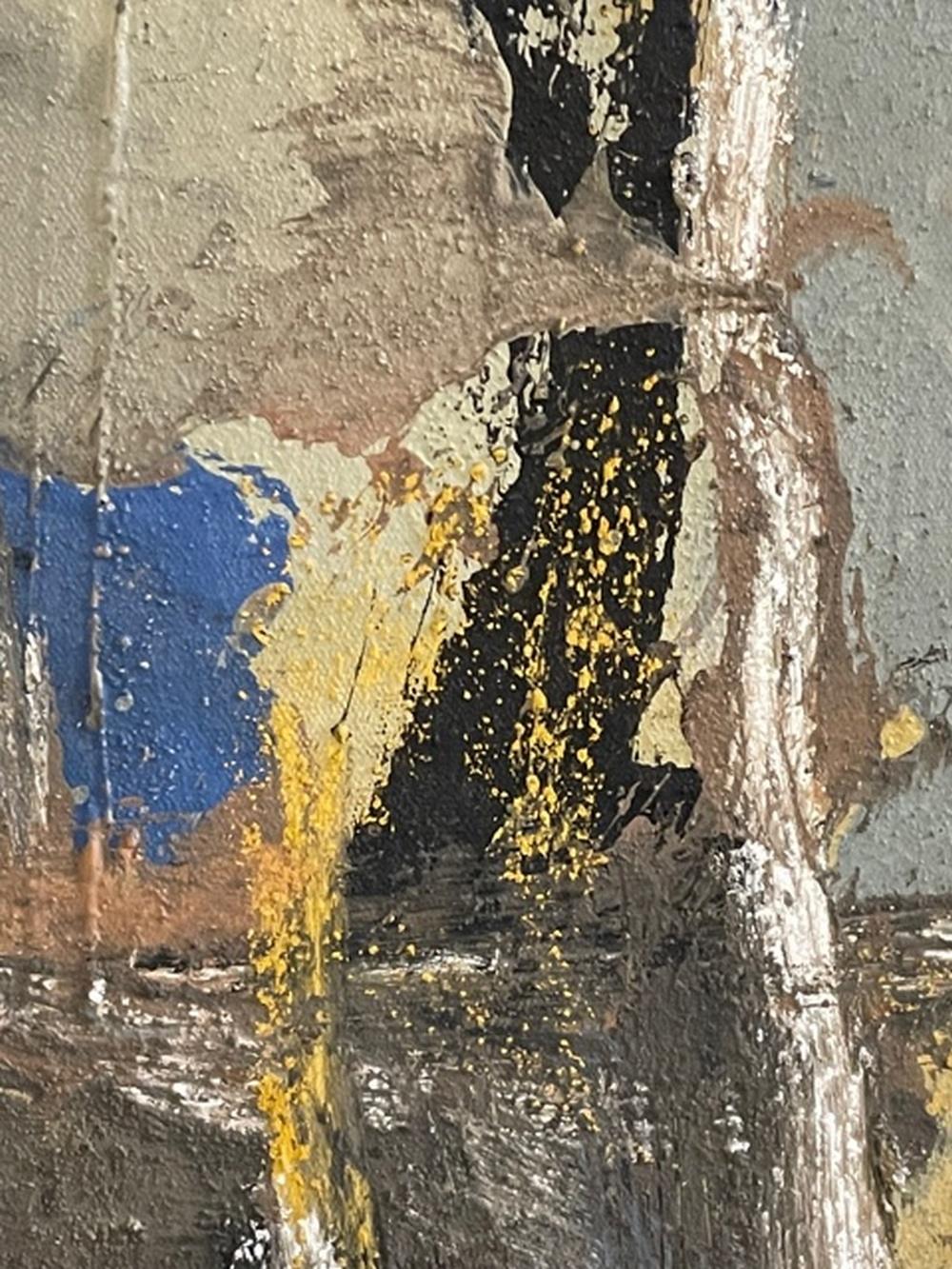 Late 20th Century Allie McGhee Modern Abstract Mixed Media Painting 