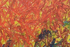 Abstract Expressionist Red Floral Still Life Painting, by Allie Bill Skelton