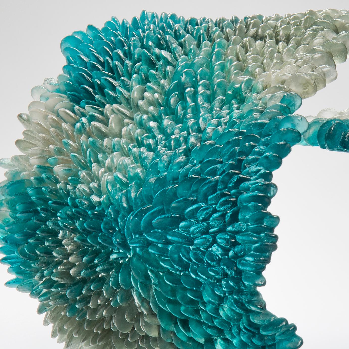 Cast Alliform II, a Unique Glass Sculpture in Clear and Teal by Nina Casson McGarva