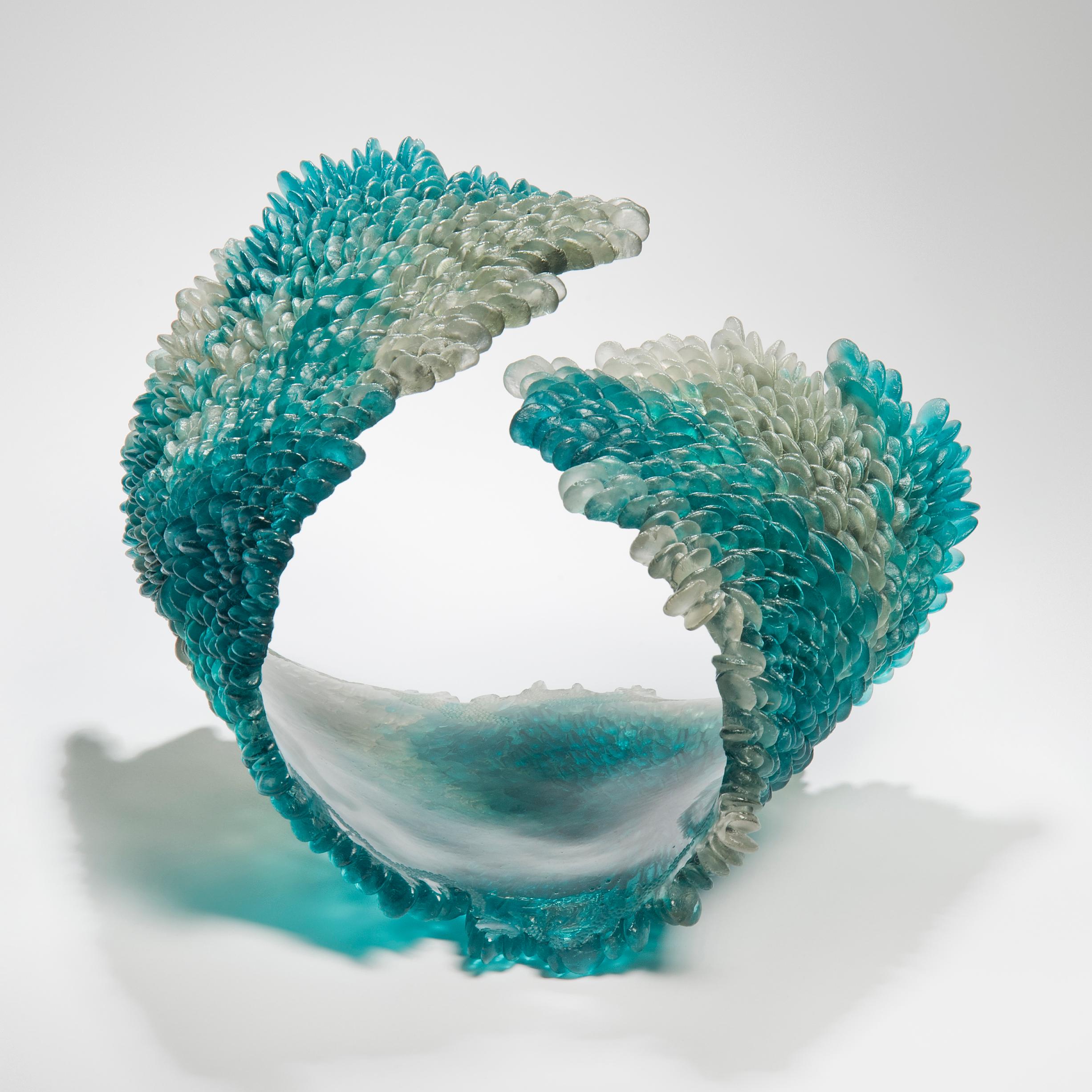 Organic Modern Alliform II, a Unique Glass Sculpture in Clear and Teal by Nina Casson McGarva