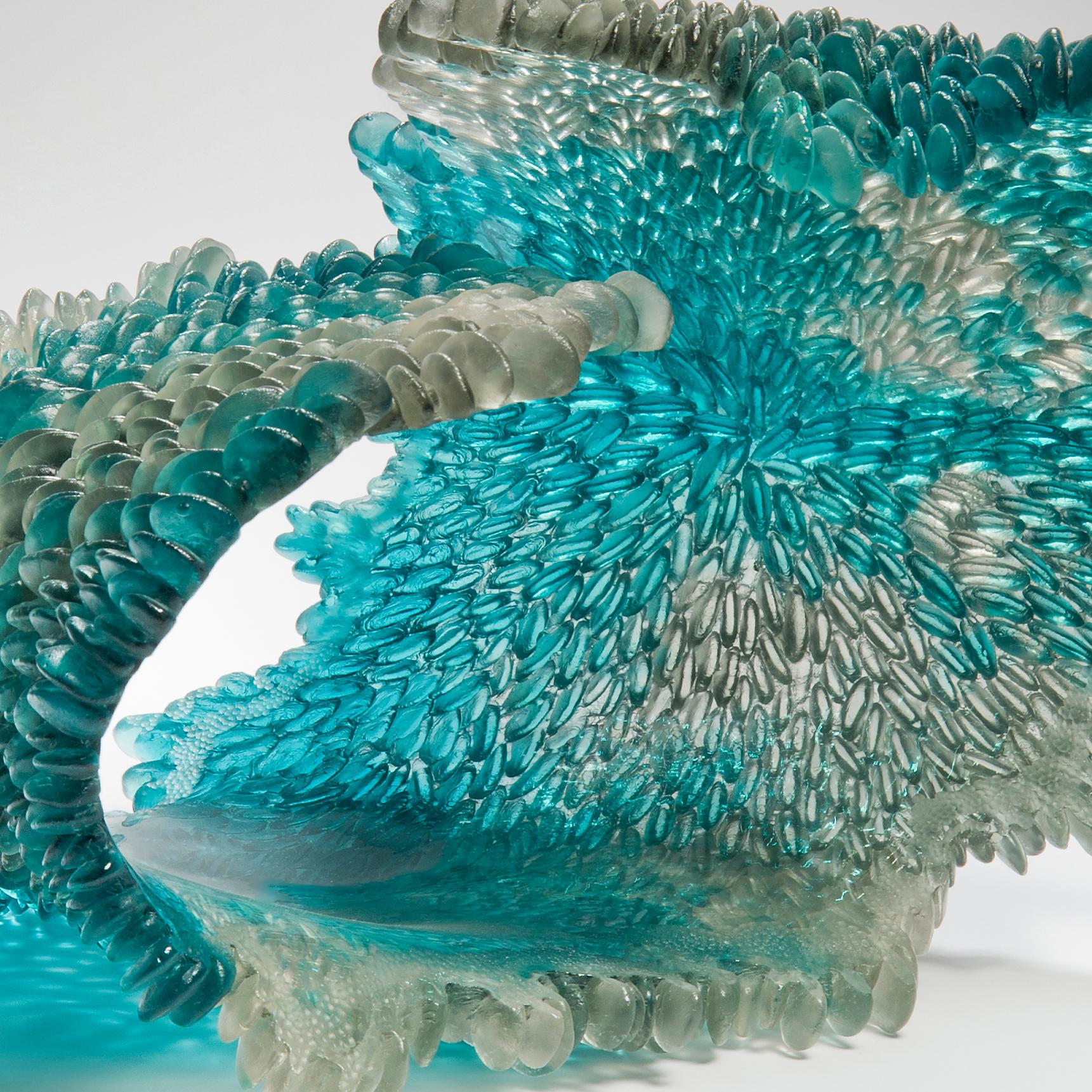 British Alliform II, a Unique Glass Sculpture in Clear and Teal by Nina Casson McGarva
