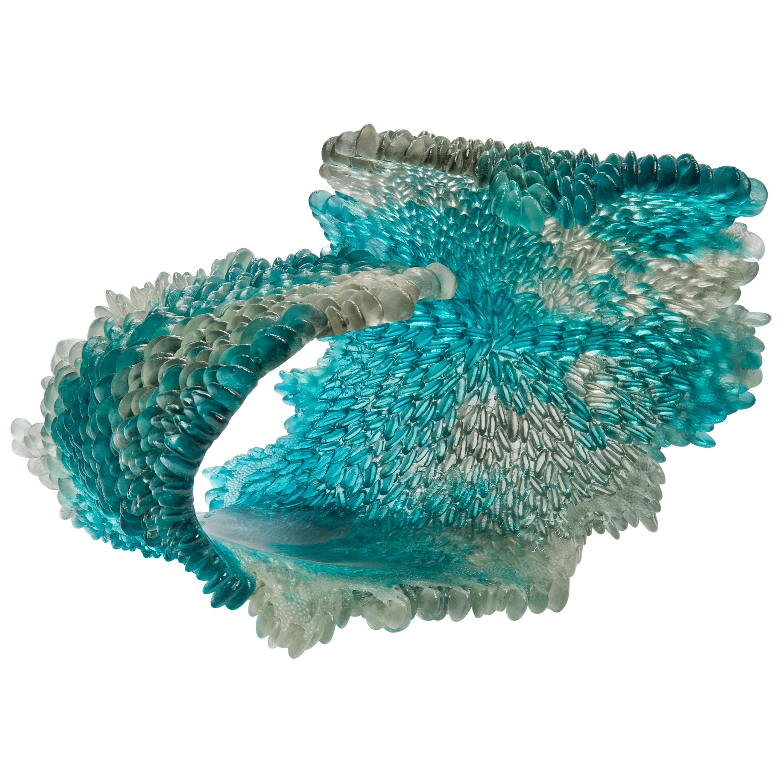 Alliform II, a Unique Glass Sculpture in Clear and Teal by Nina Casson McGarva