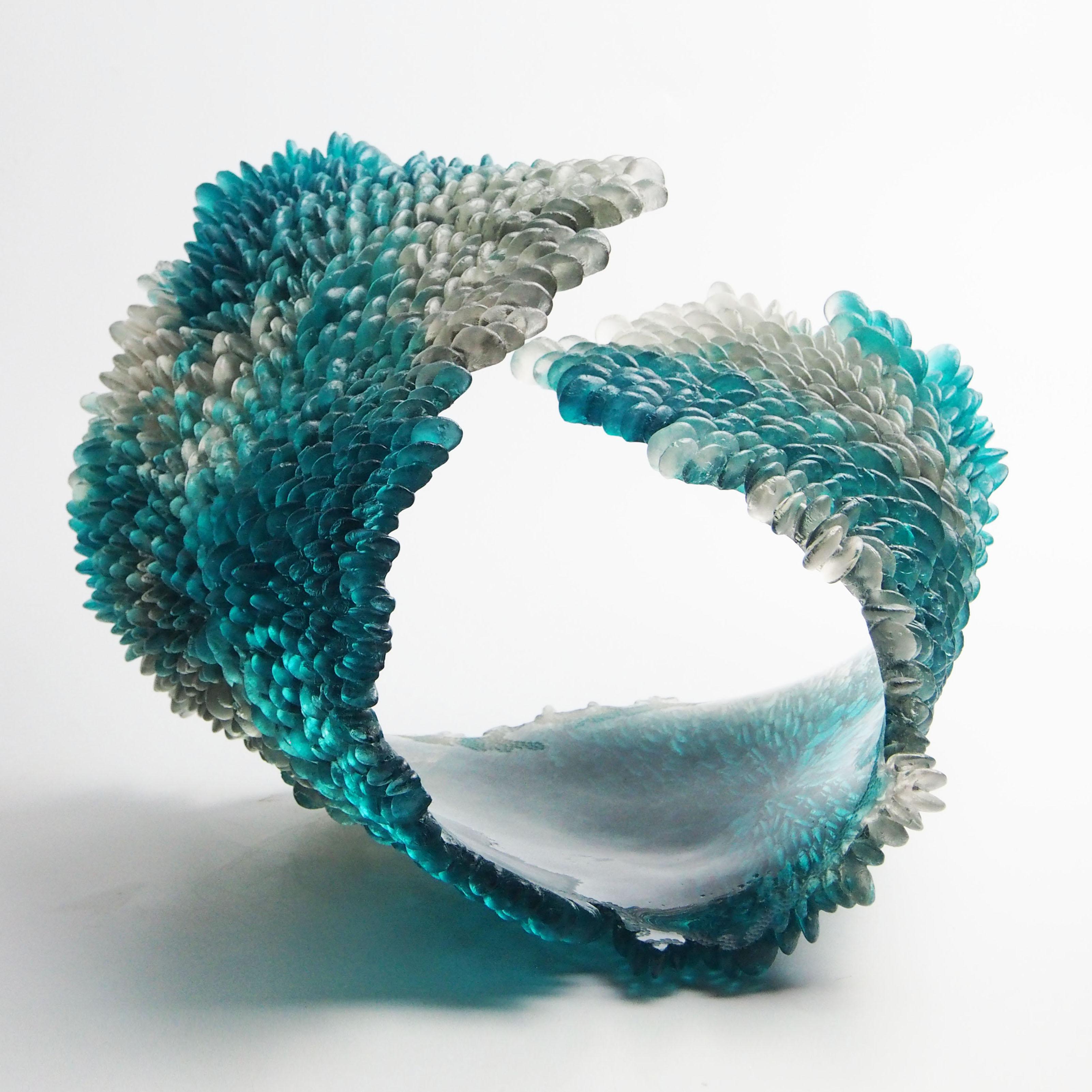 Contemporary Alliform II, a Unique Glass Sculpture in Clear and Teal by Nina Casson McGarva