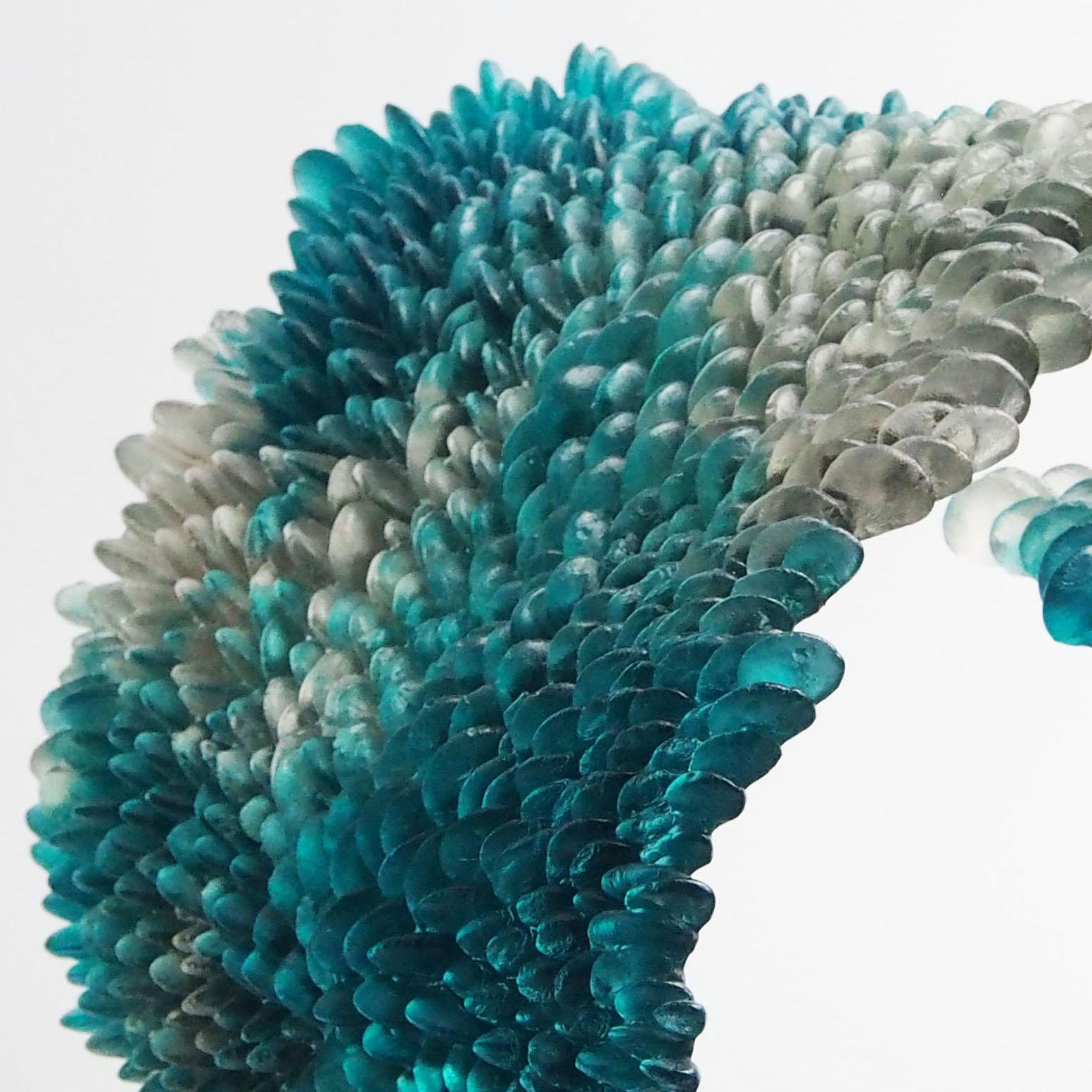 Alliform II, a Unique Glass Sculpture in Clear and Teal by Nina Casson McGarva 1