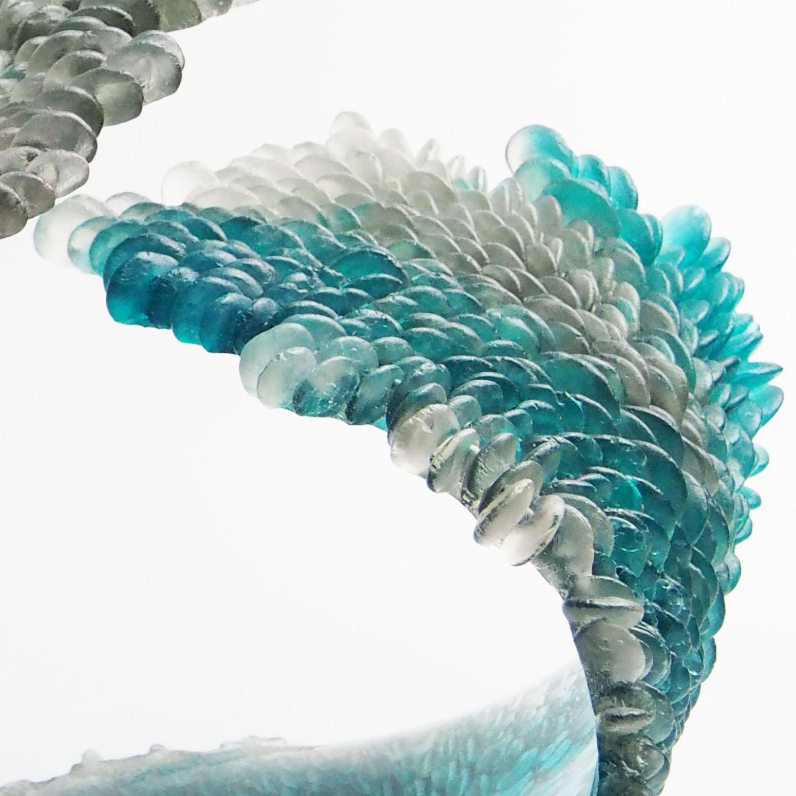 Alliform II, a Unique Glass Sculpture in Clear and Teal by Nina Casson McGarva 2