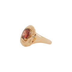 Alligator Dharma Ring Solid 14k Yellow Gold and 2.77 Carat Garnet