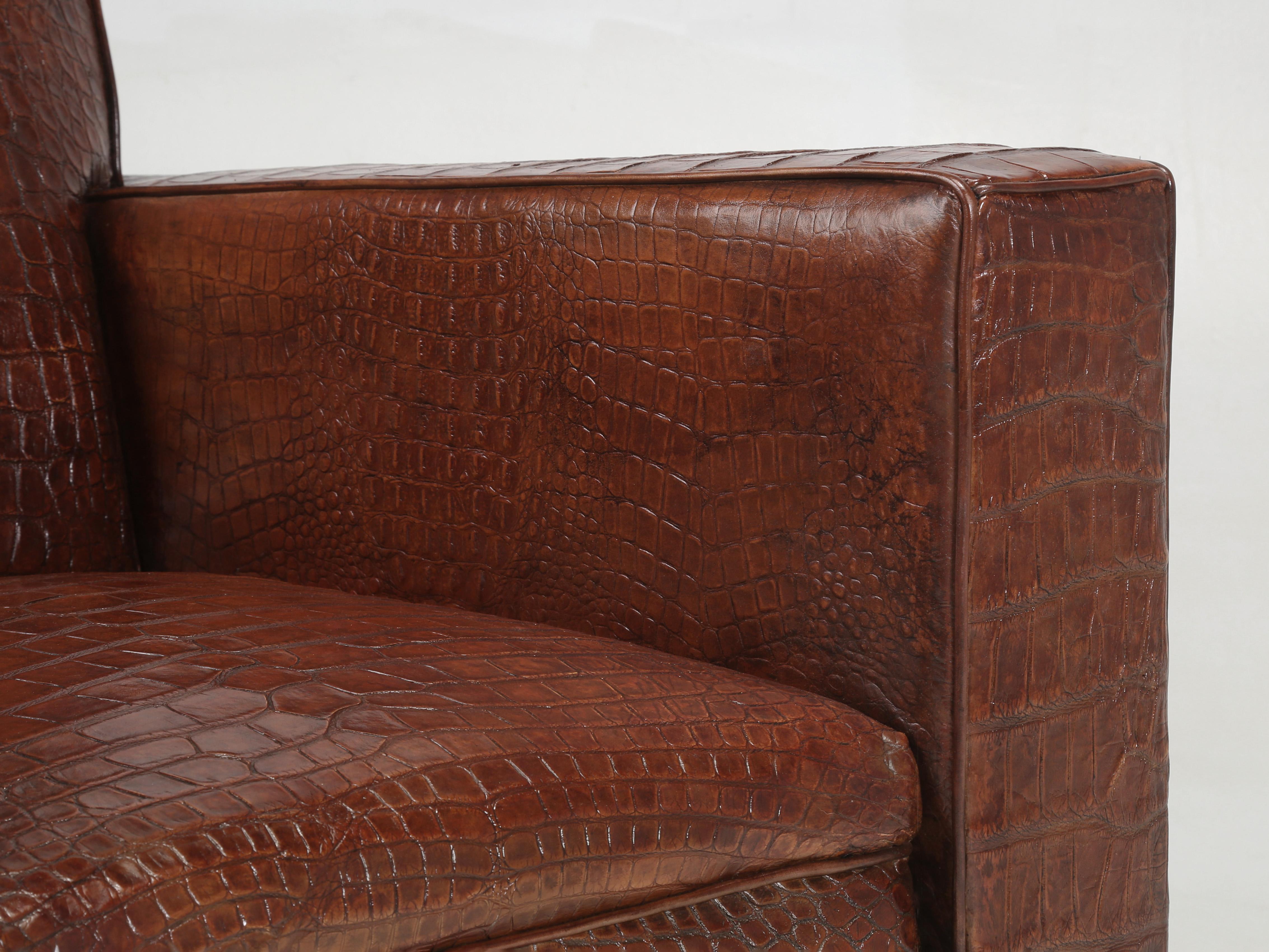 Le sedie da club francesi Alligator hanno ispirato i designer Jean-Michel Frank Jacques Adnet in vendita 6