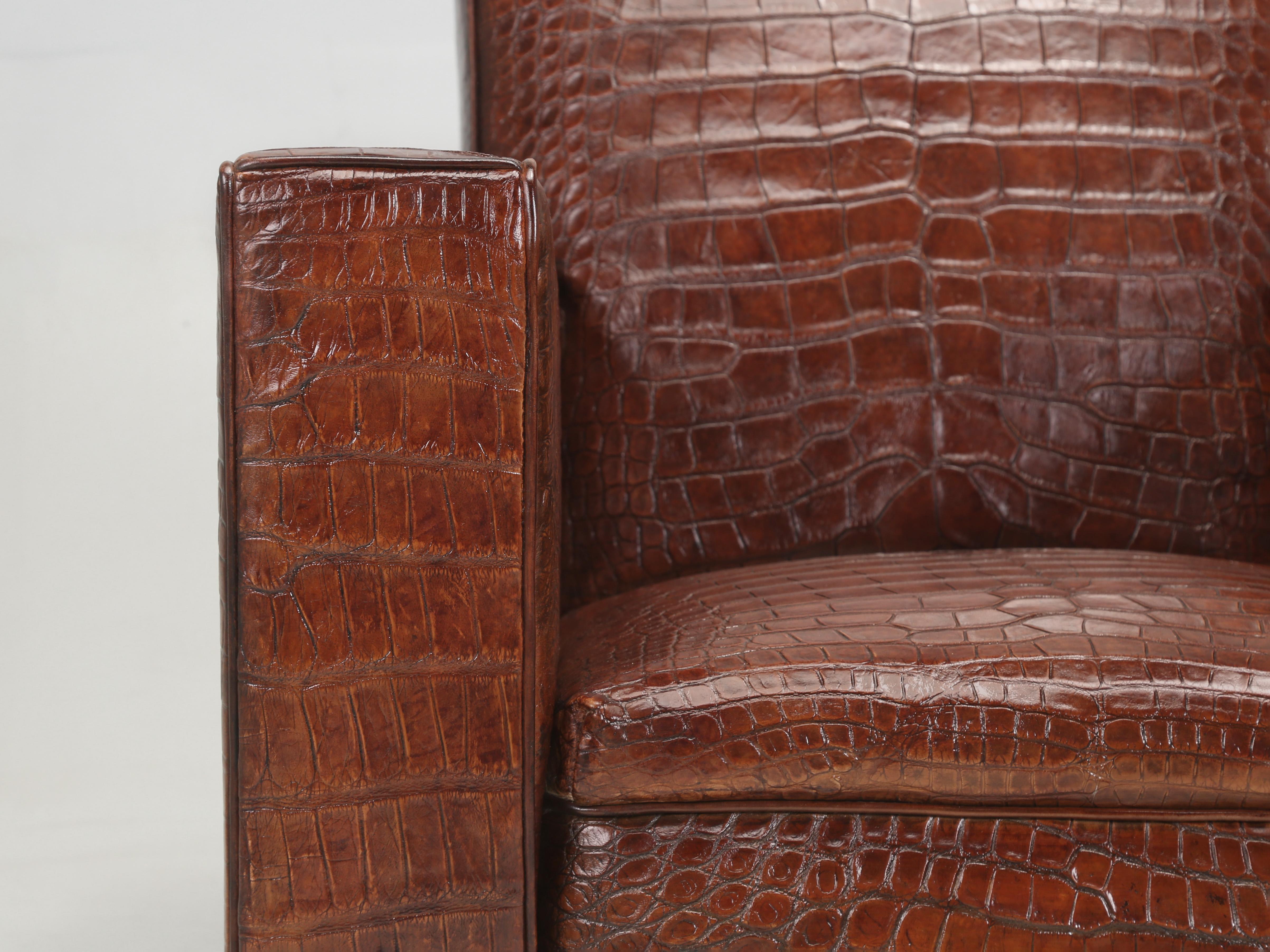 Le sedie da club francesi Alligator hanno ispirato i designer Jean-Michel Frank Jacques Adnet in vendita 7