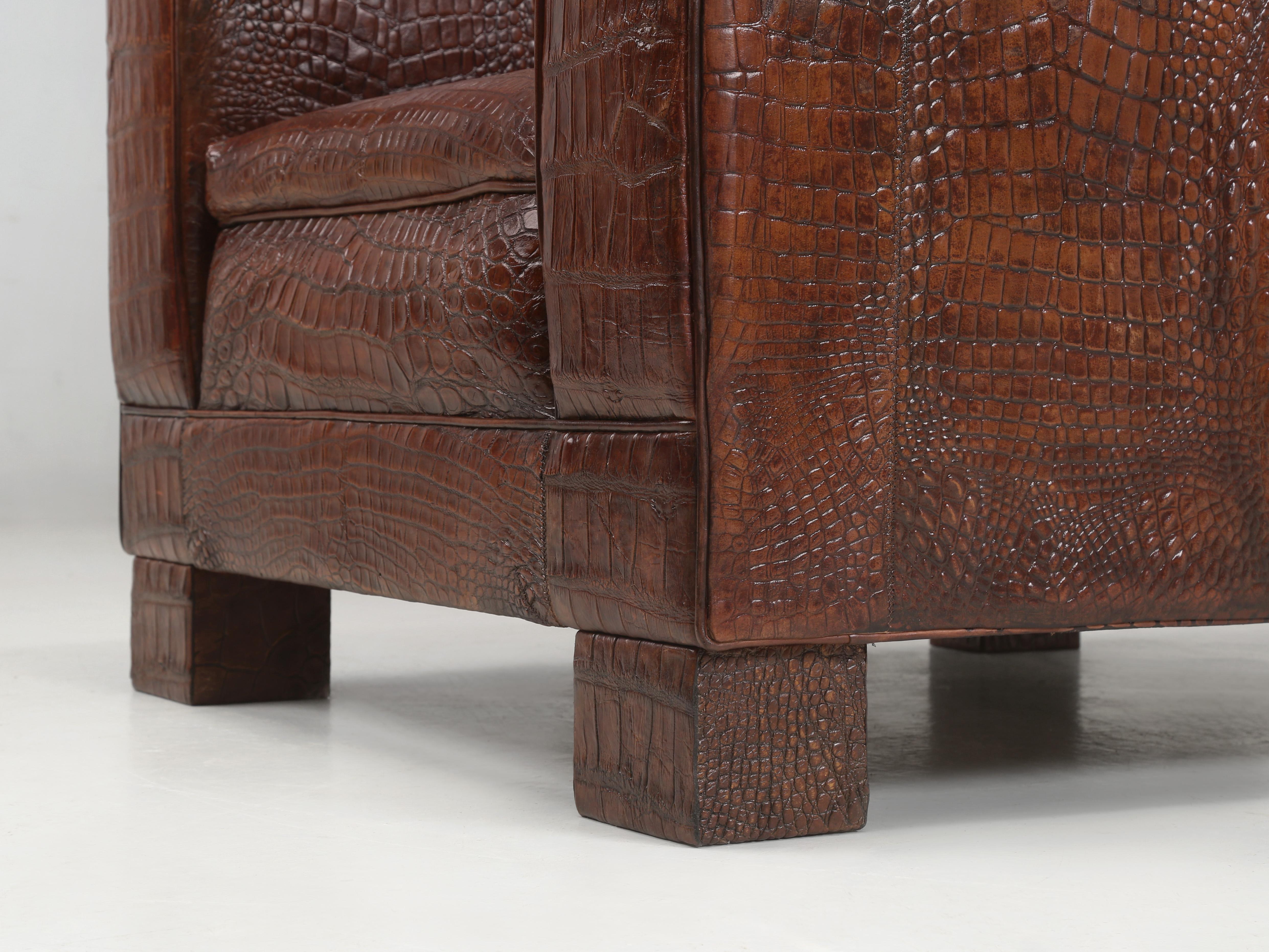 Le sedie da club francesi Alligator hanno ispirato i designer Jean-Michel Frank Jacques Adnet in vendita 9