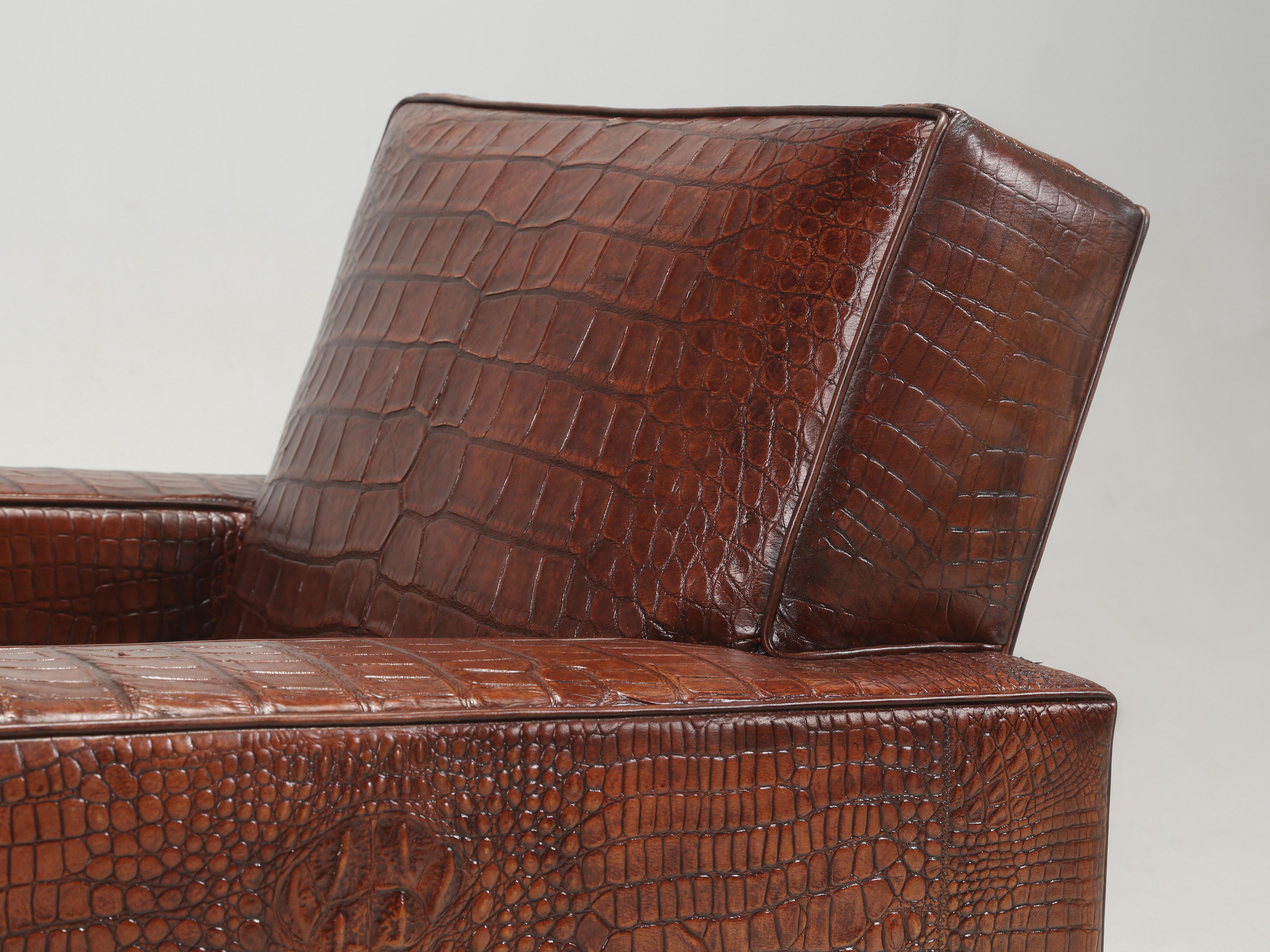 Le sedie da club francesi Alligator hanno ispirato i designer Jean-Michel Frank Jacques Adnet in vendita 1