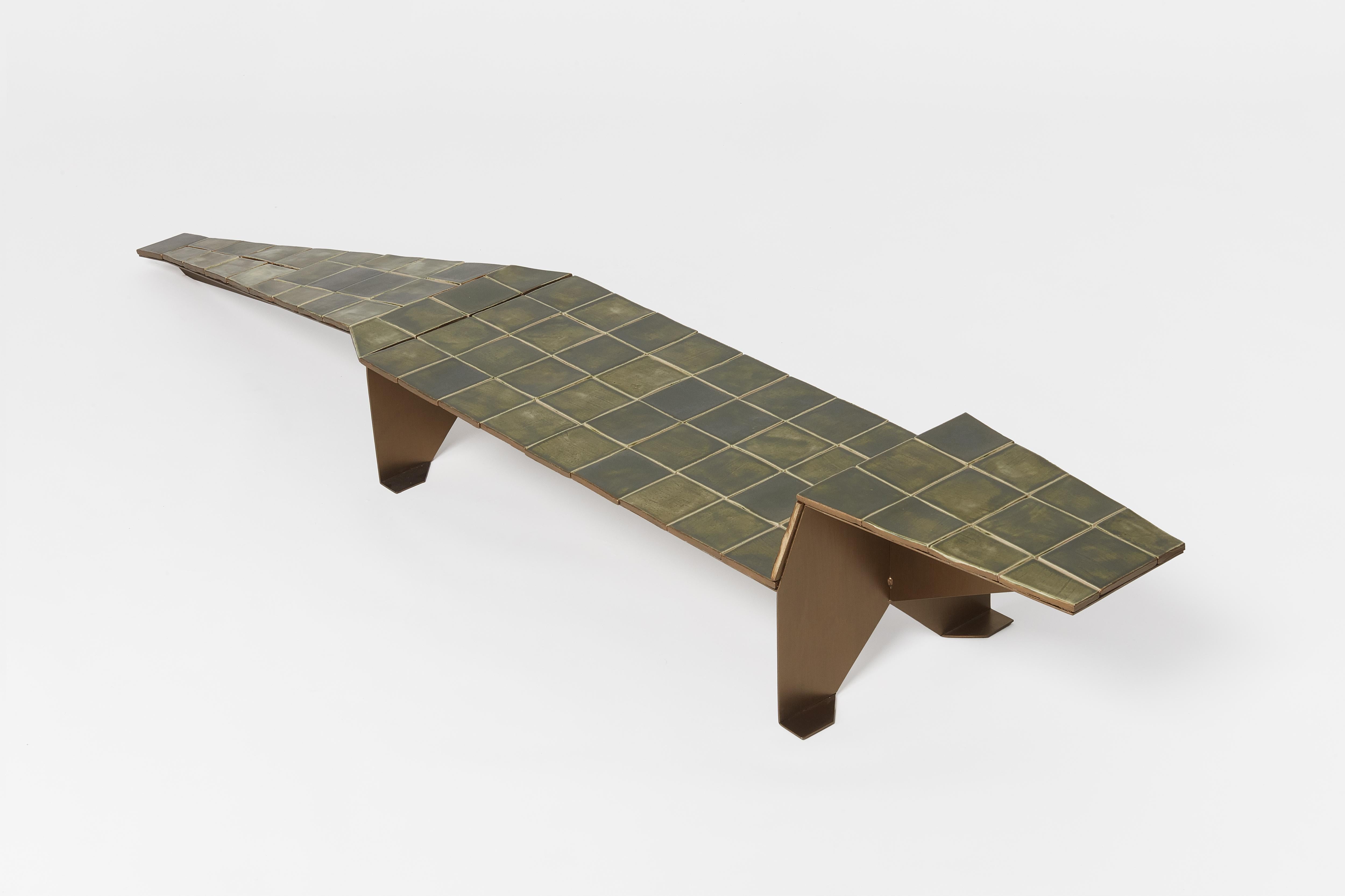 Alligator x Bussoga. Modern outdoor furniture in steel and artisan ceramic tiles For Sale 1