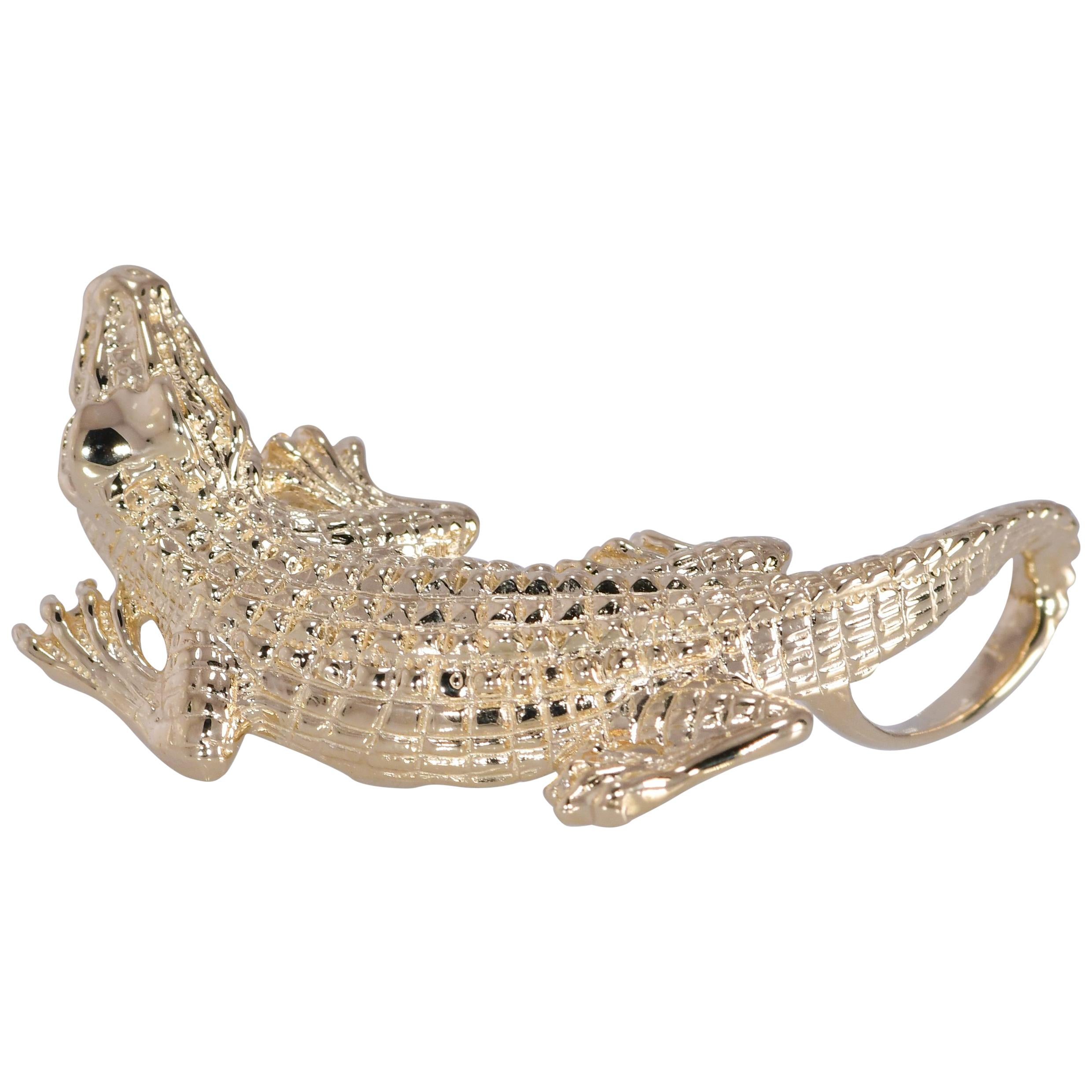 Alligator Yellow Gold 14 Karat Slide Pendant 7.70 Grams