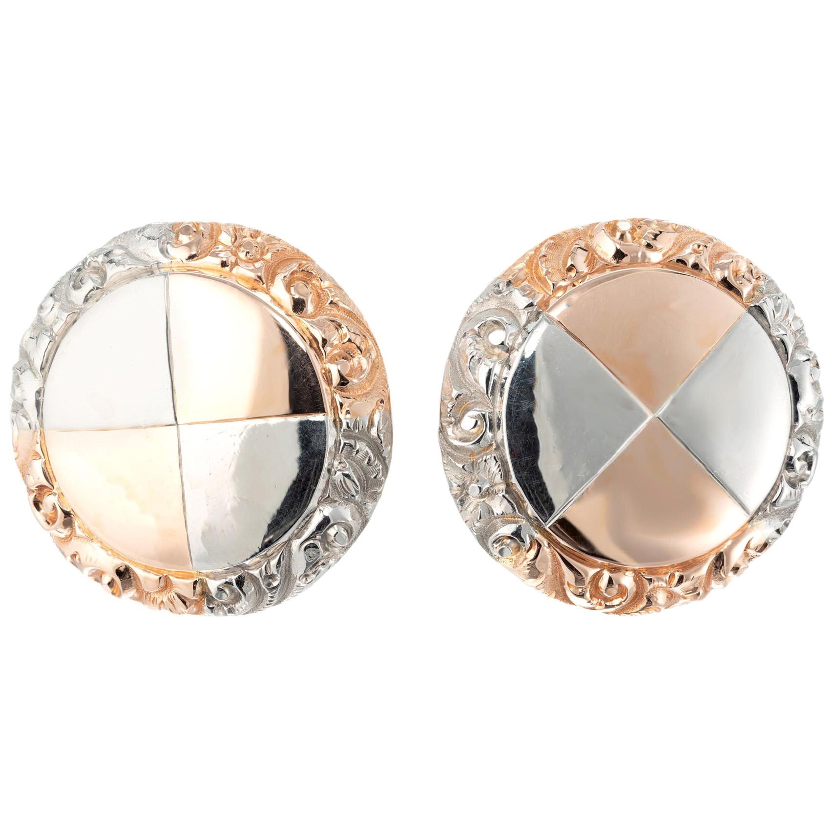 Alling & Co 14 Karat Rose Gold Platinum Men's Cufflinks