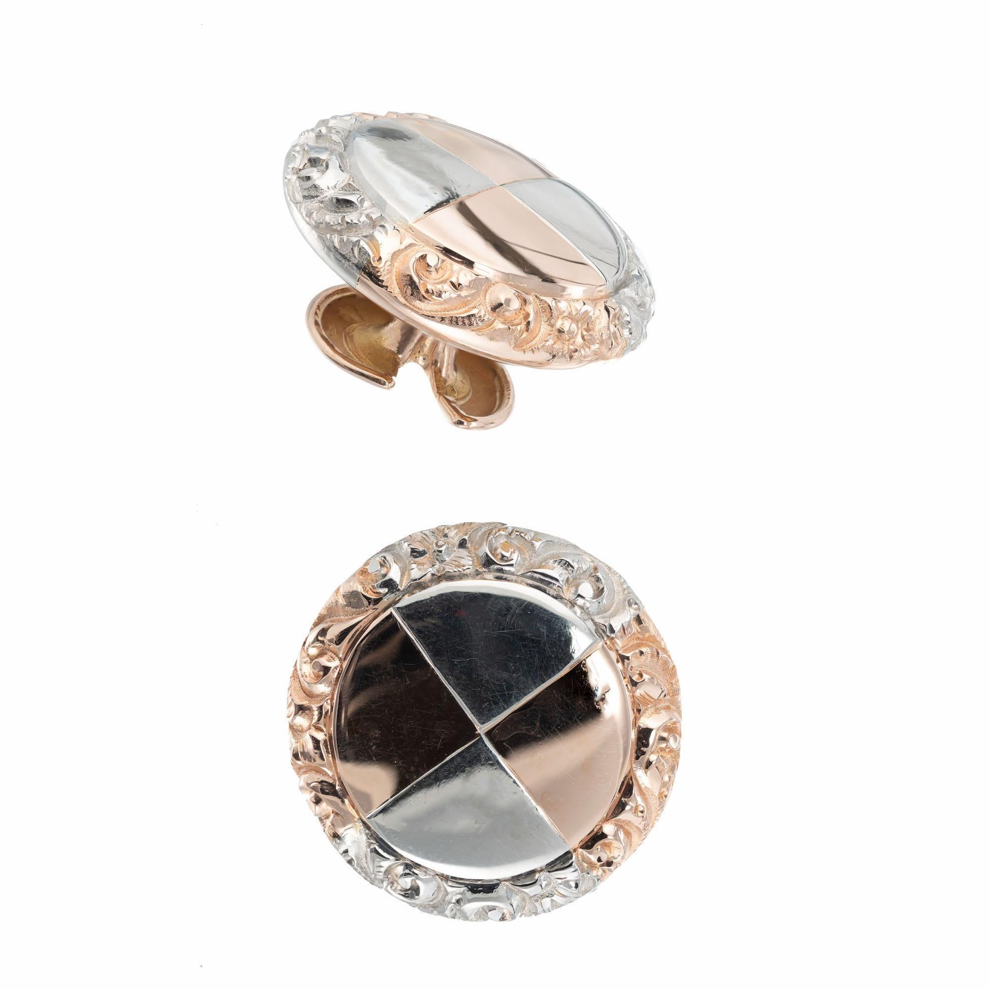 Alling & Co 14 Karat Rose Gold Platinum Men's Cufflinks 2