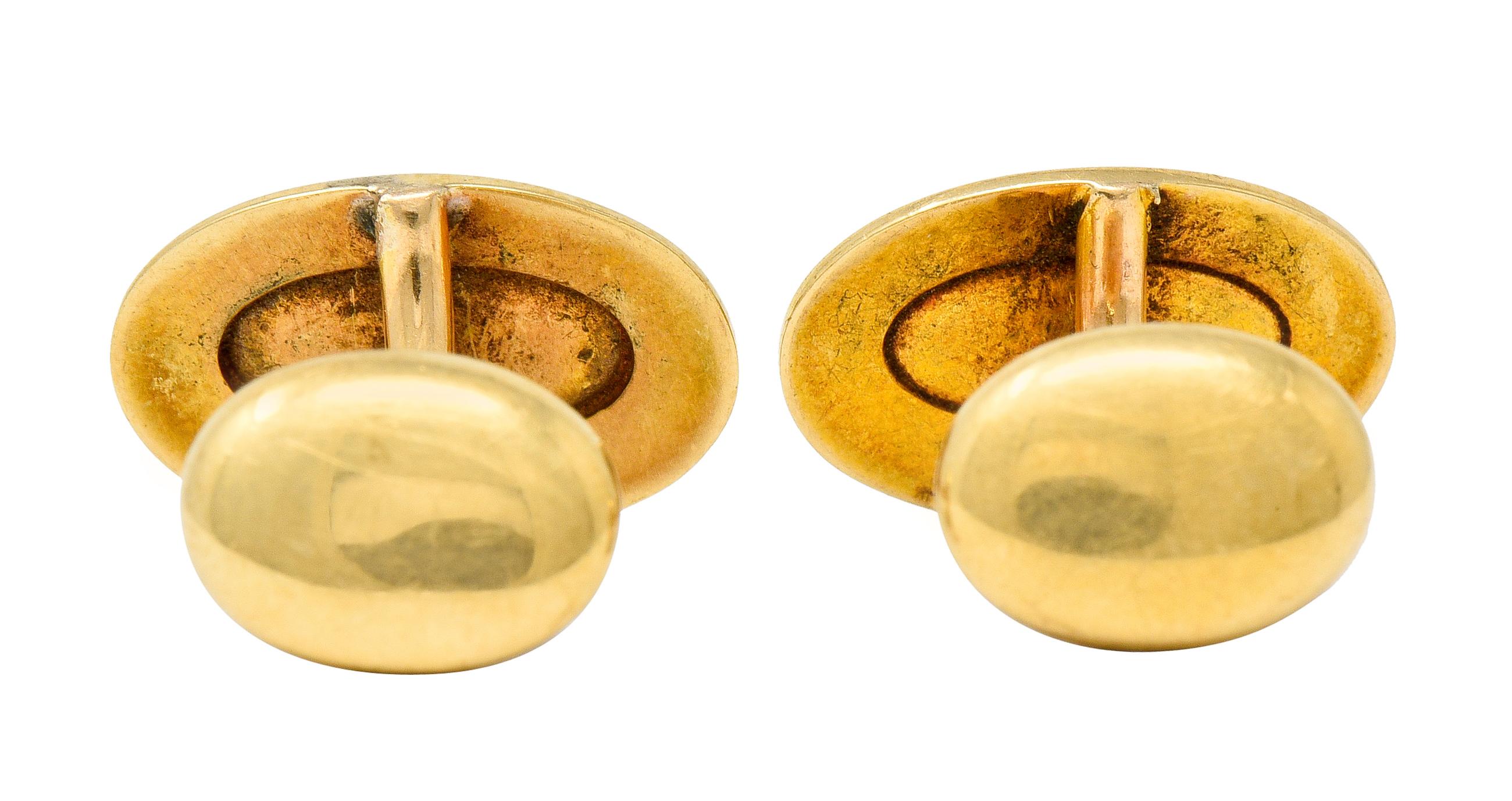 Alling & Co. Art Nouveau Jade 14 Karat Gold Men's Cufflinks 1