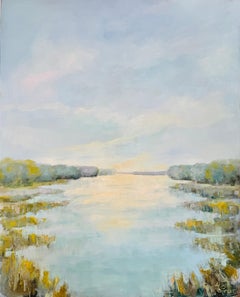 Une vie de grâce par Allison Chambers, grande peinture de paysage à l'huile sur toile