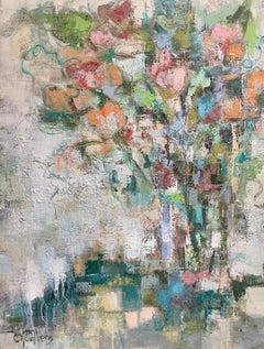 Abstracted Floral by Allison Chambers, Framed Oil on Canvas Still Life