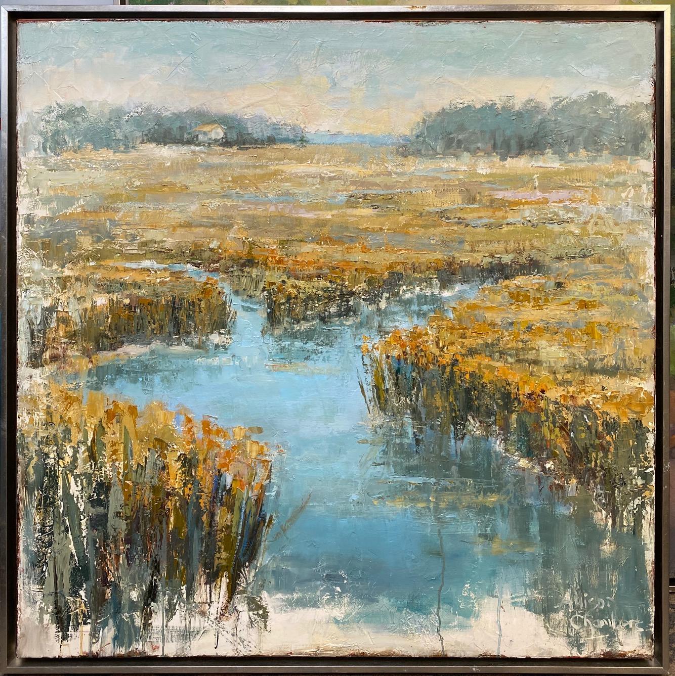 Allison Chambers Landscape Painting - Can't Go Back original 36x36 expressionist marine landscape