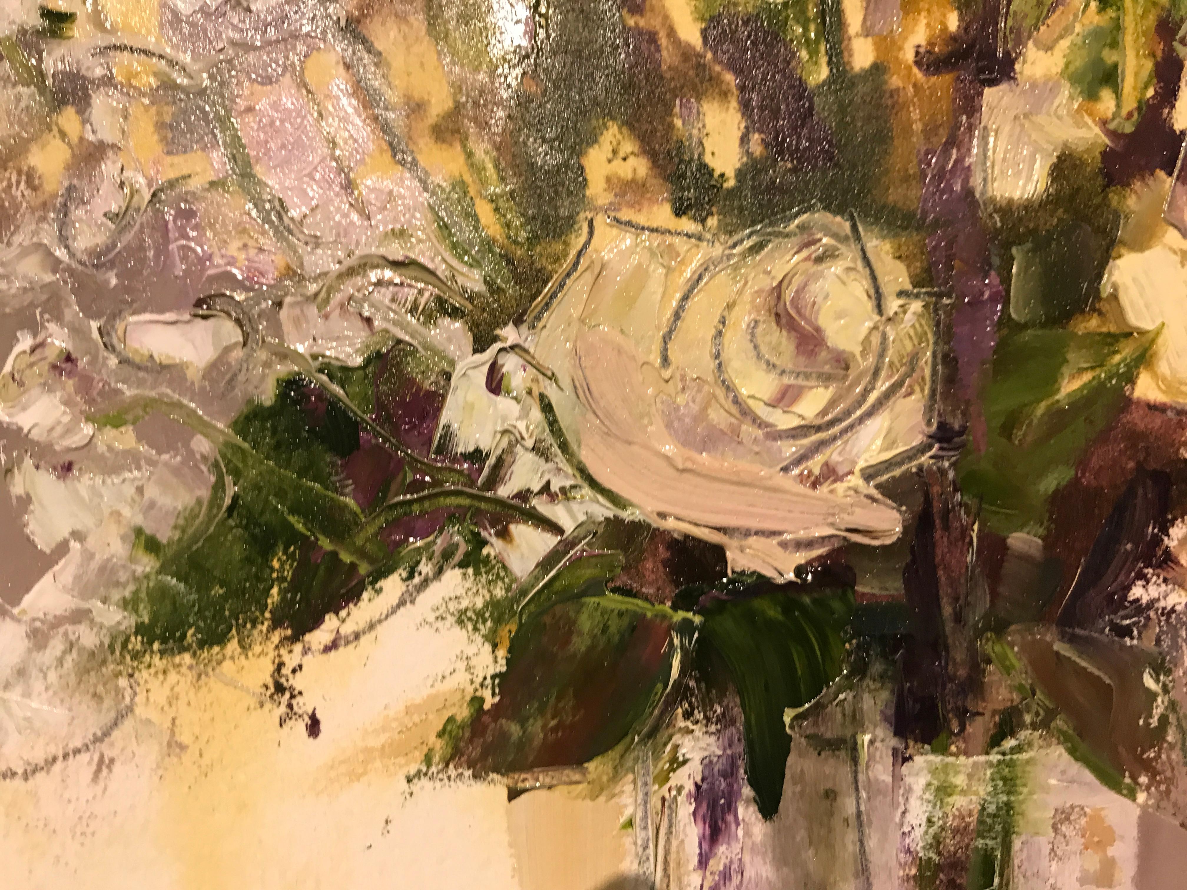 Chromatic Floral Study by Allison Chambers, Mixed Media on Paper Floral Painting 1