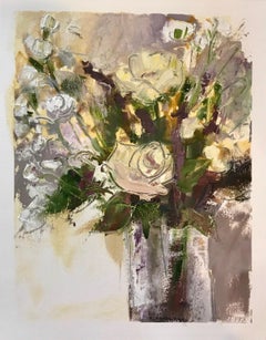 Chromatic Floral Study by Allison Chambers, Mixed Media on Paper Floral Painting
