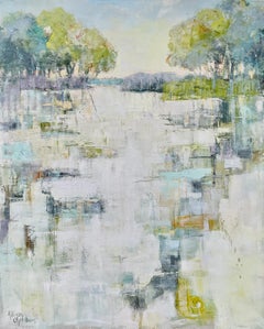 Citron Splash by Allison Chambers, Oil on Canvas Vertical Landscape Painting