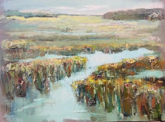 Collage costero de Allison Chambers, Gran pintura horizontal al óleo de paisaje