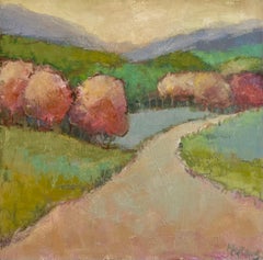 „Coming Around by Allison Chambers“, quadratisches impressionistisches Landschaftsgemälde, Impressionismus