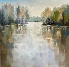 Coolness di Allison Chambers, dipinto di paesaggio a olio di grandi dimensioni