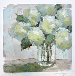 Barbe à papa par Allison Chambers, huile sur papier Peinture florale