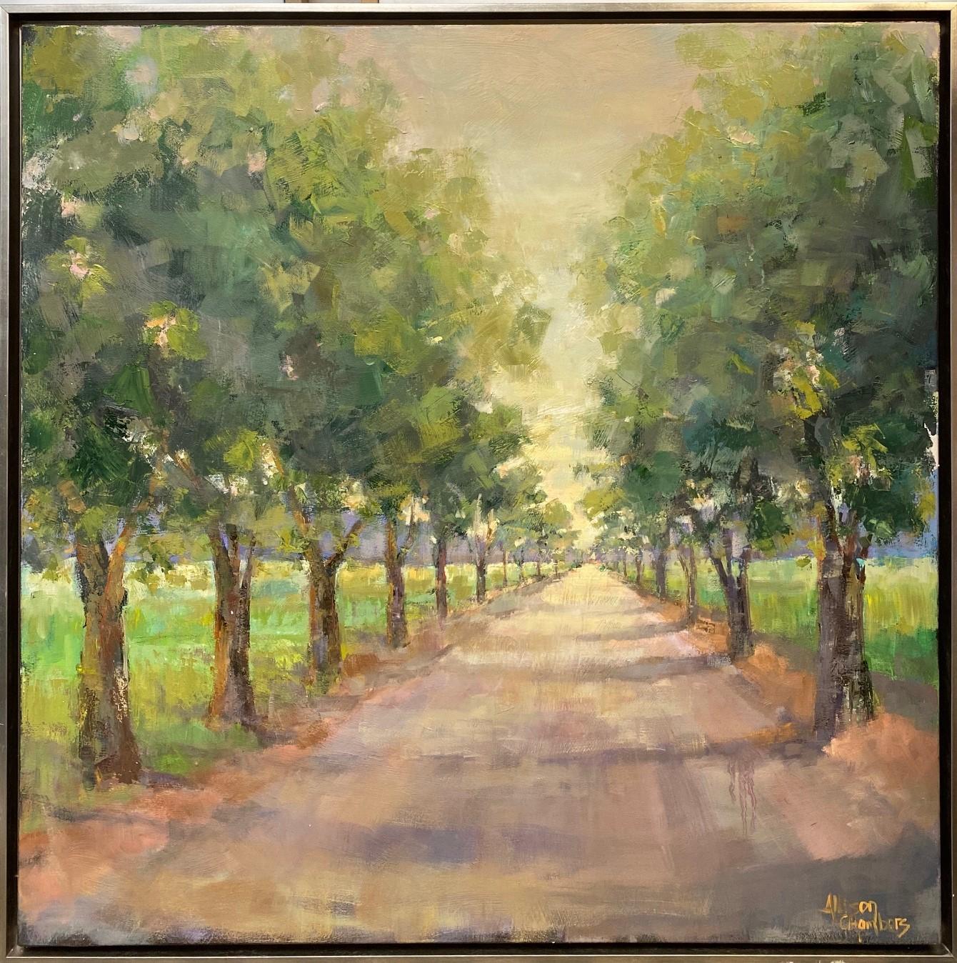 Allison Chambers Landscape Painting - Destination, original 40x40 expressionist landscape 