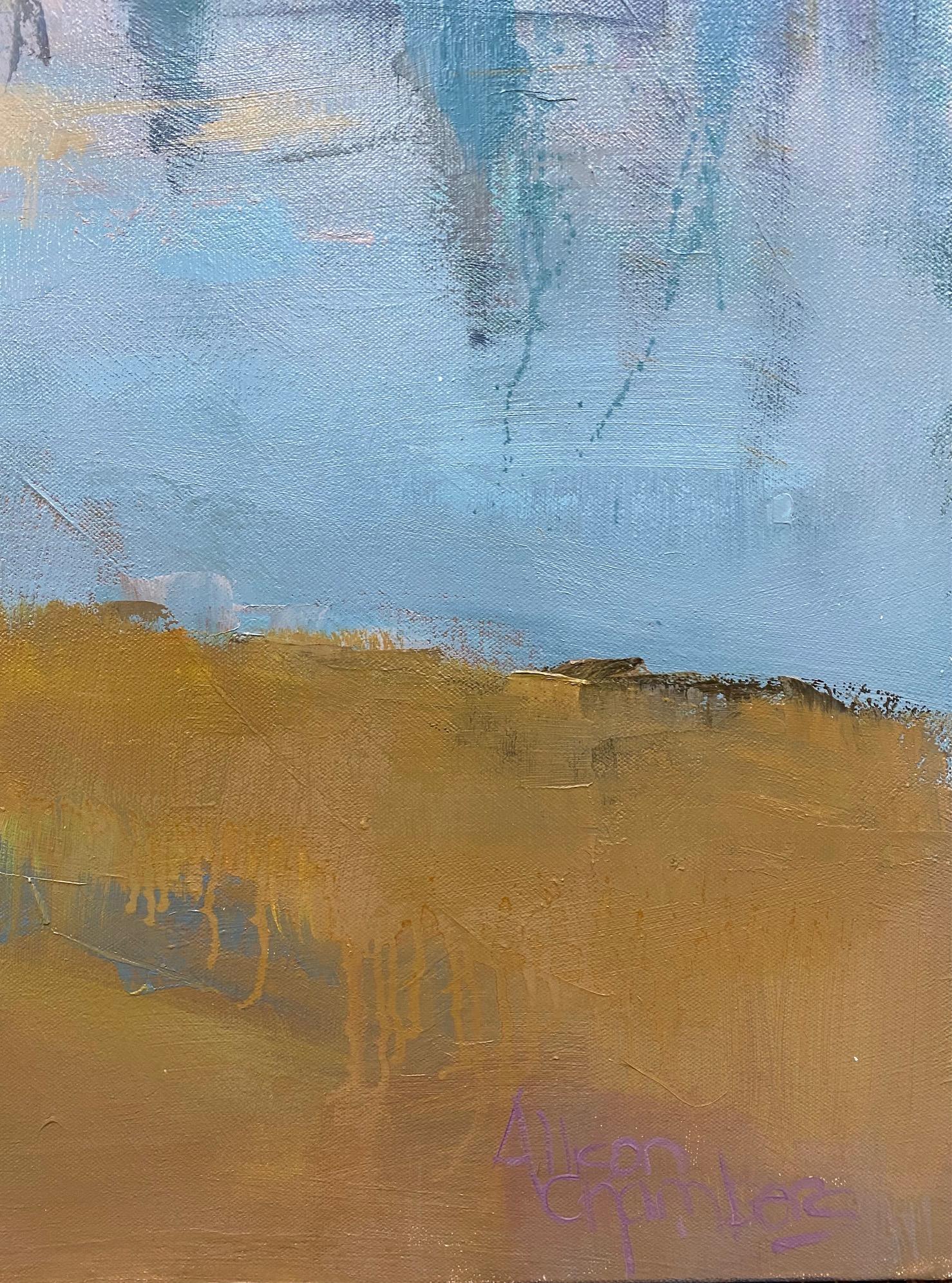 Dream On, original 30x40 abstract expressionist marine landscape - Brown Abstract Painting by Allison Chambers