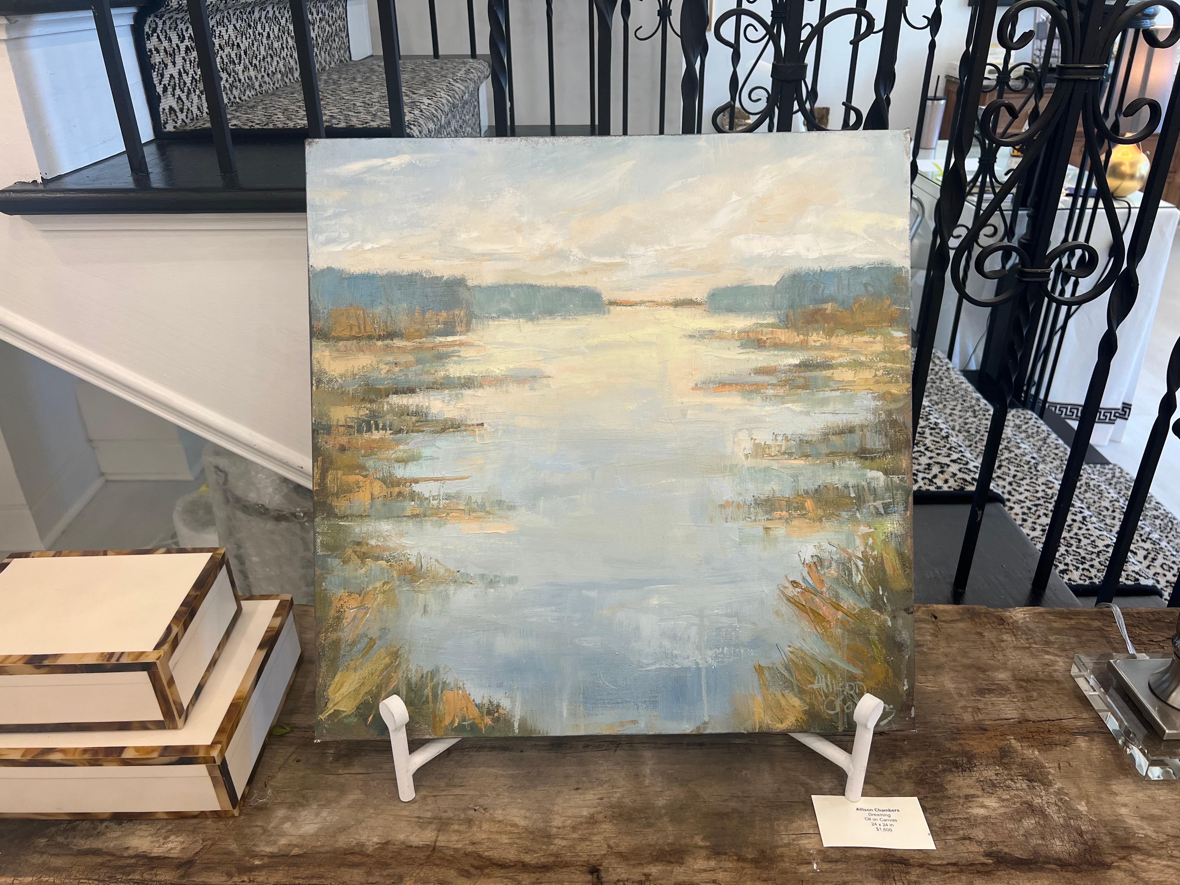 Allison’s softly rendered and beautifully painted landscapes and waterscapes capture light, depth and the constantly shifting movement of water, flora and fauna.

Her impasto technique incorporates the texture that only comes from the liberal use of