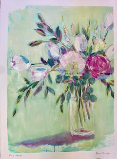 Full Heart par Allison Chambers, peinture florale verticale à l'huile sur papier