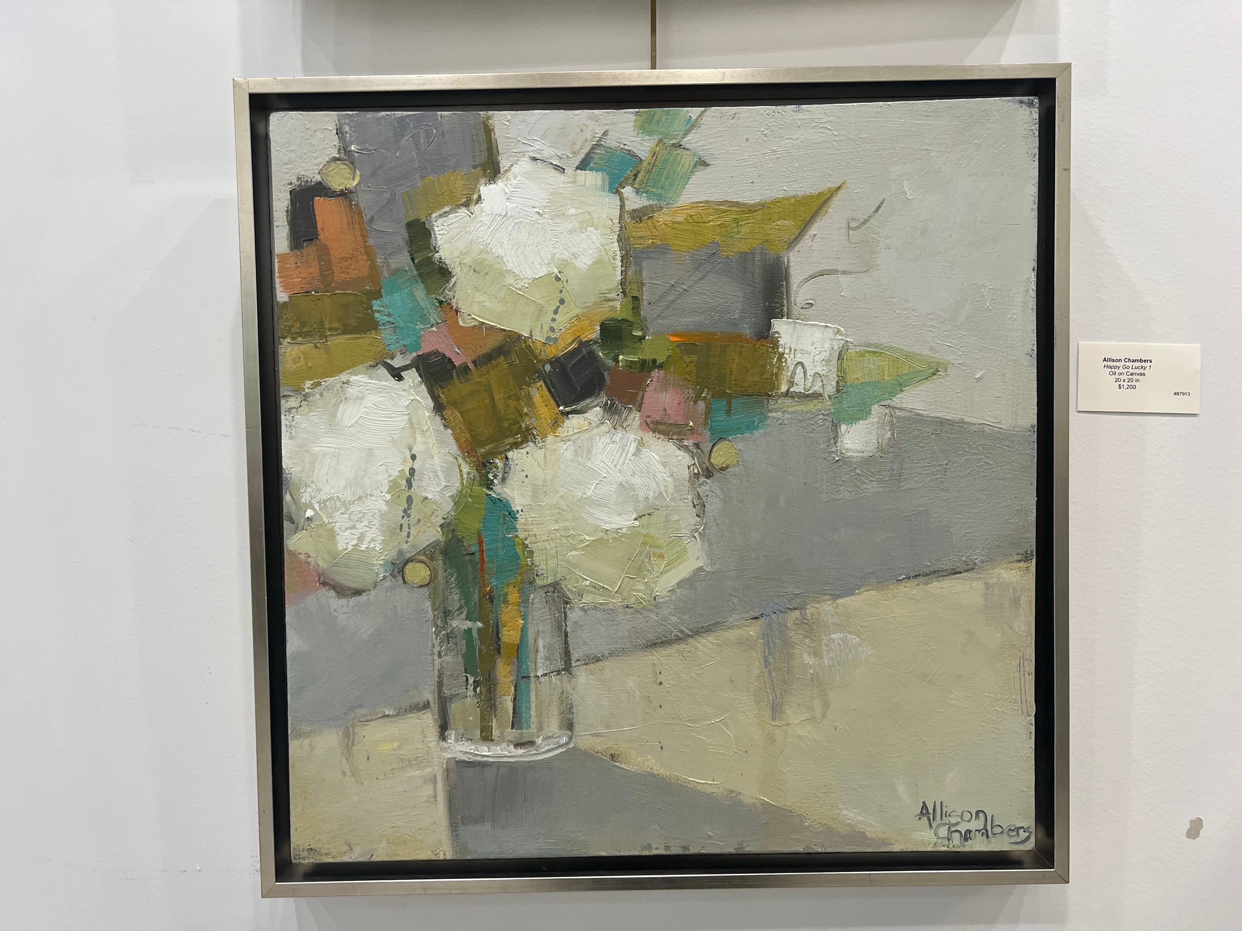 Happy Go Lucky 1 d'Allison Chambers, peinture florale impressionniste encadrée 2