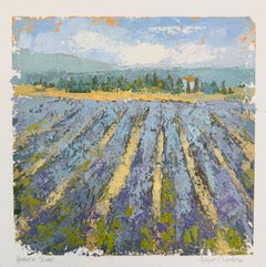 Heavent Scent par Allison Chambers, huile sur papier Peinture de paysage à la lavande