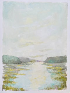 In the Distance by Allison Chambers, Oil on Paper Vertical Landscape Painting